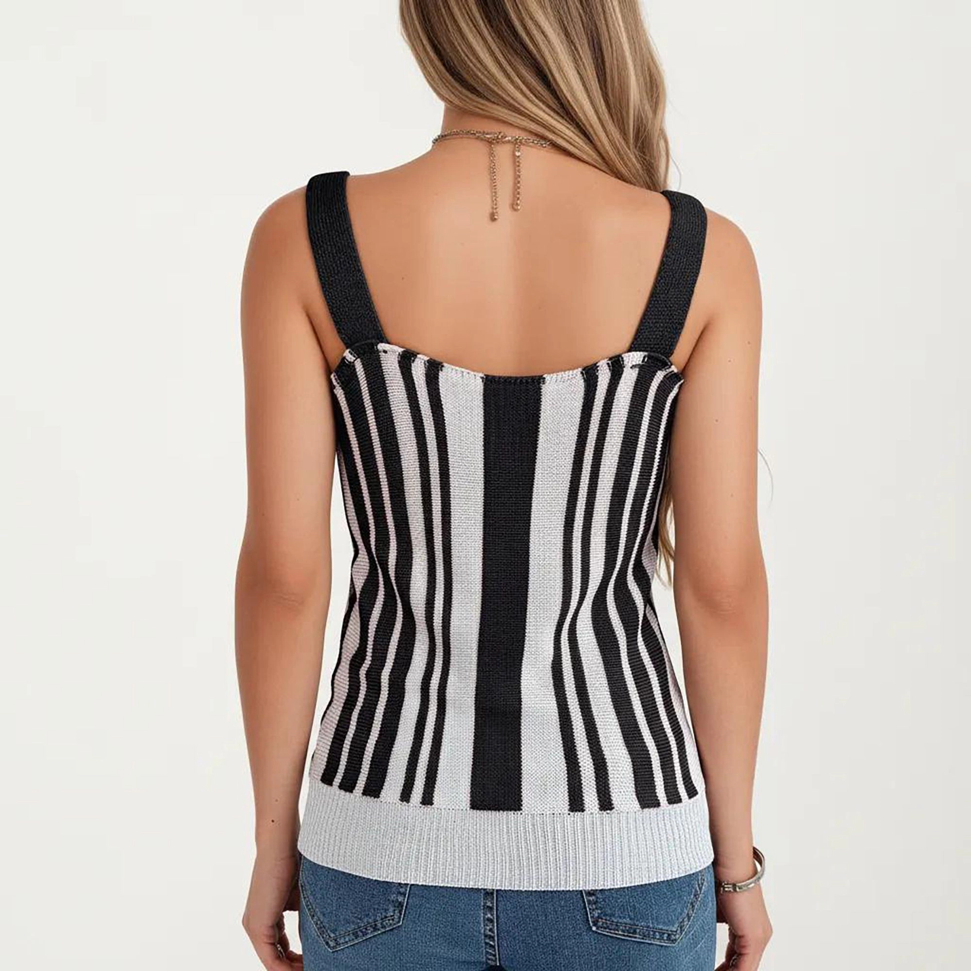 Anna-Kaci Women's Sleeveless Open Knit Button Front Sweater Tank Top with Scoop Neck and Fitted Shape