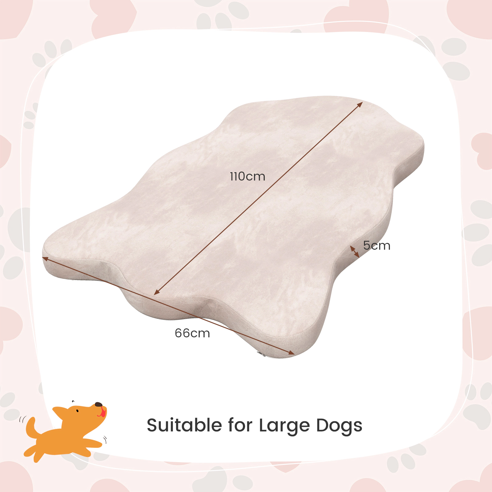 SUGIFT 43 x 26-in Beige Egg Crate Memory Foam Orthopedic Large Dog Bed Mattress with Waterproof Washable Cover