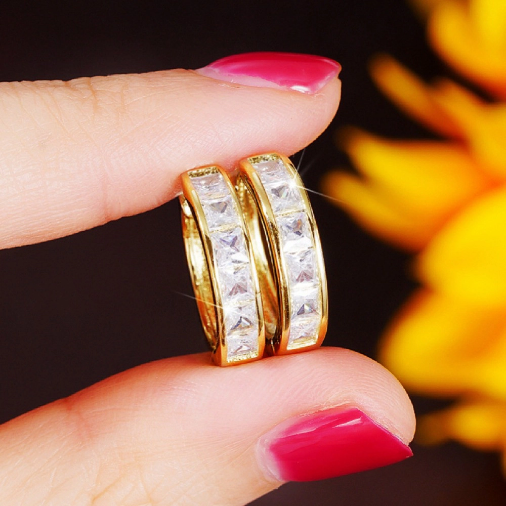 Fashion Princess Square Cubic Zirconia Hoop Earrings for Women