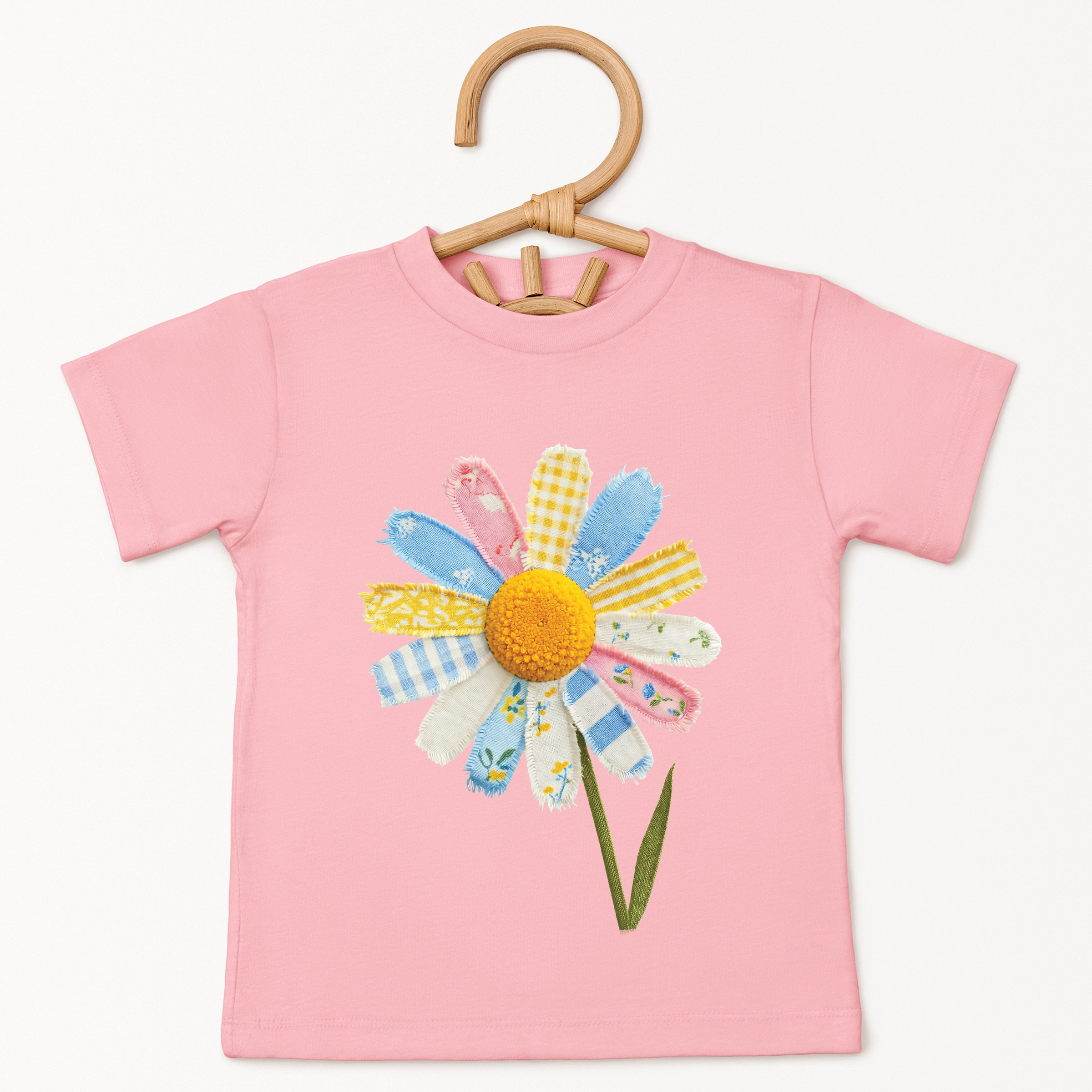 The Juniper Shop - Toddler Short Sleeve Graphic T-Shirt Daisy Faux Patchwork