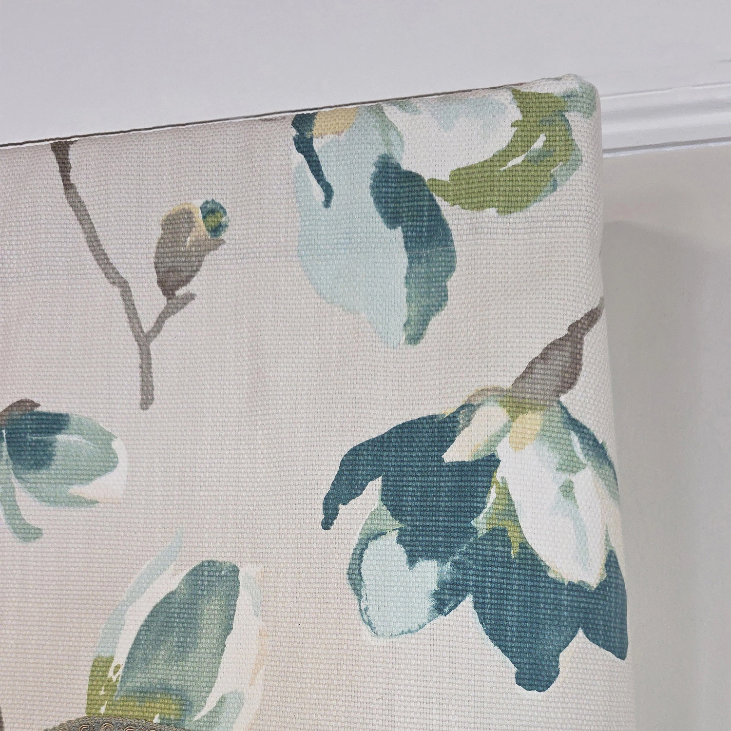RLF Home 100% Cotton Elmina Trimmed Cornice Lined Window Valance 50 x 17 Turquoise