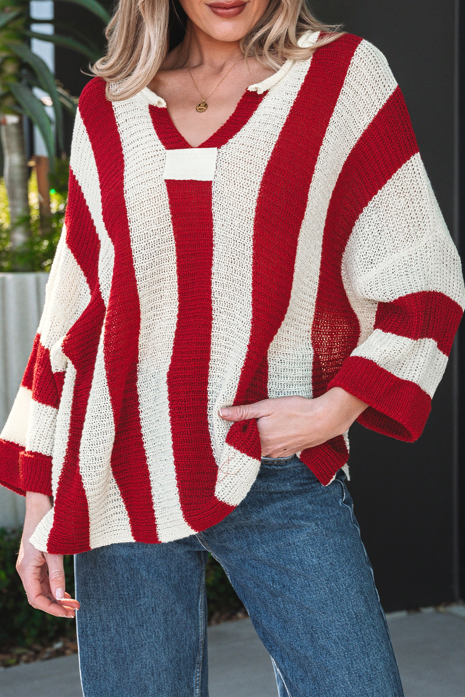 Threaded Pear Anika Colorblock Bracelet Sleeve Sweater