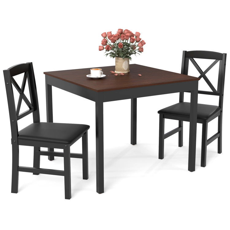 Hivvago 3-Piece Dining Table Set Wooden Square Kitchen For 2 People