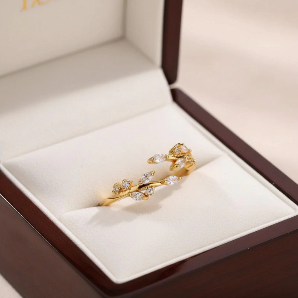 DressAtR Women's Flower 18K Gold Plated Open Ring