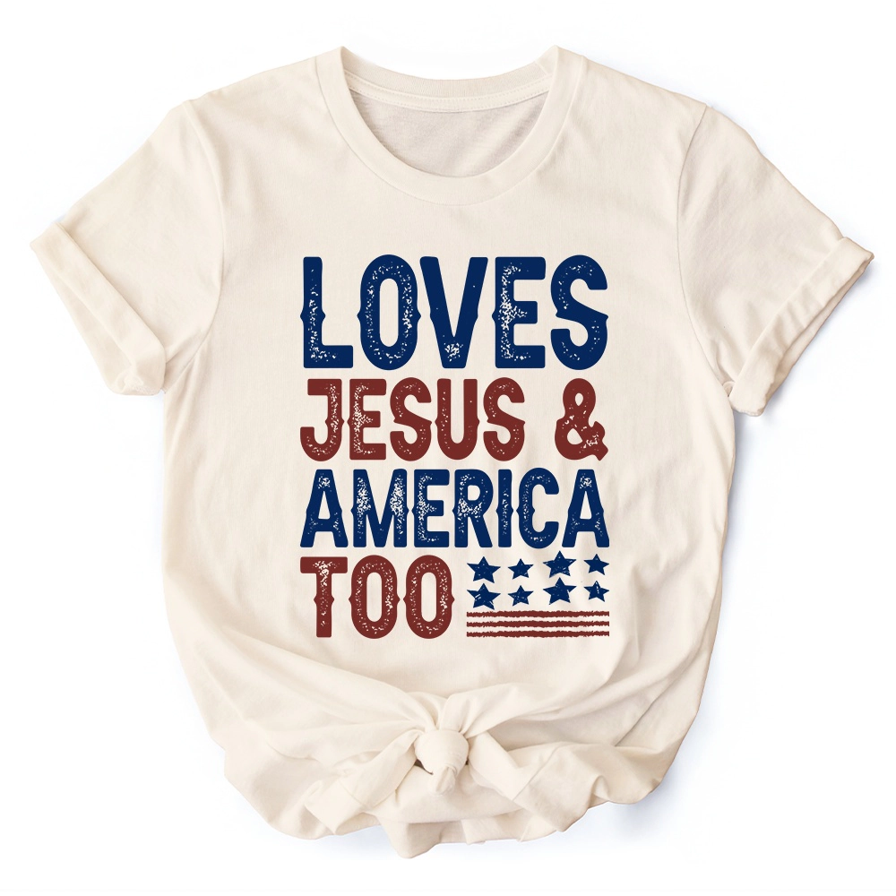 OrnamentallyYou Unisex Loves Jesus And America Too T-Shirt