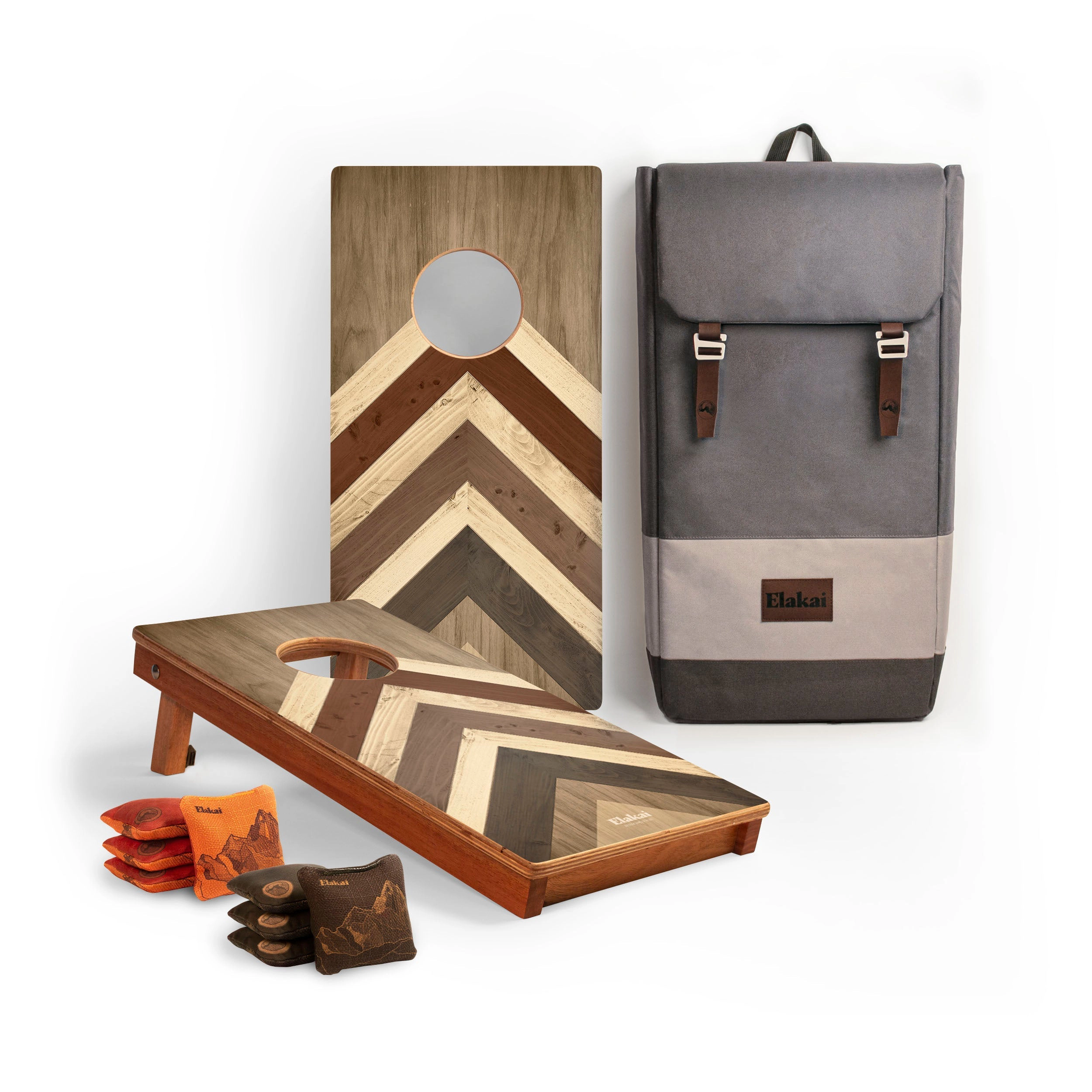 Elakai 1ft x 2ft Terra Chevron Mahogany Pathfinder Cornhole Board Set