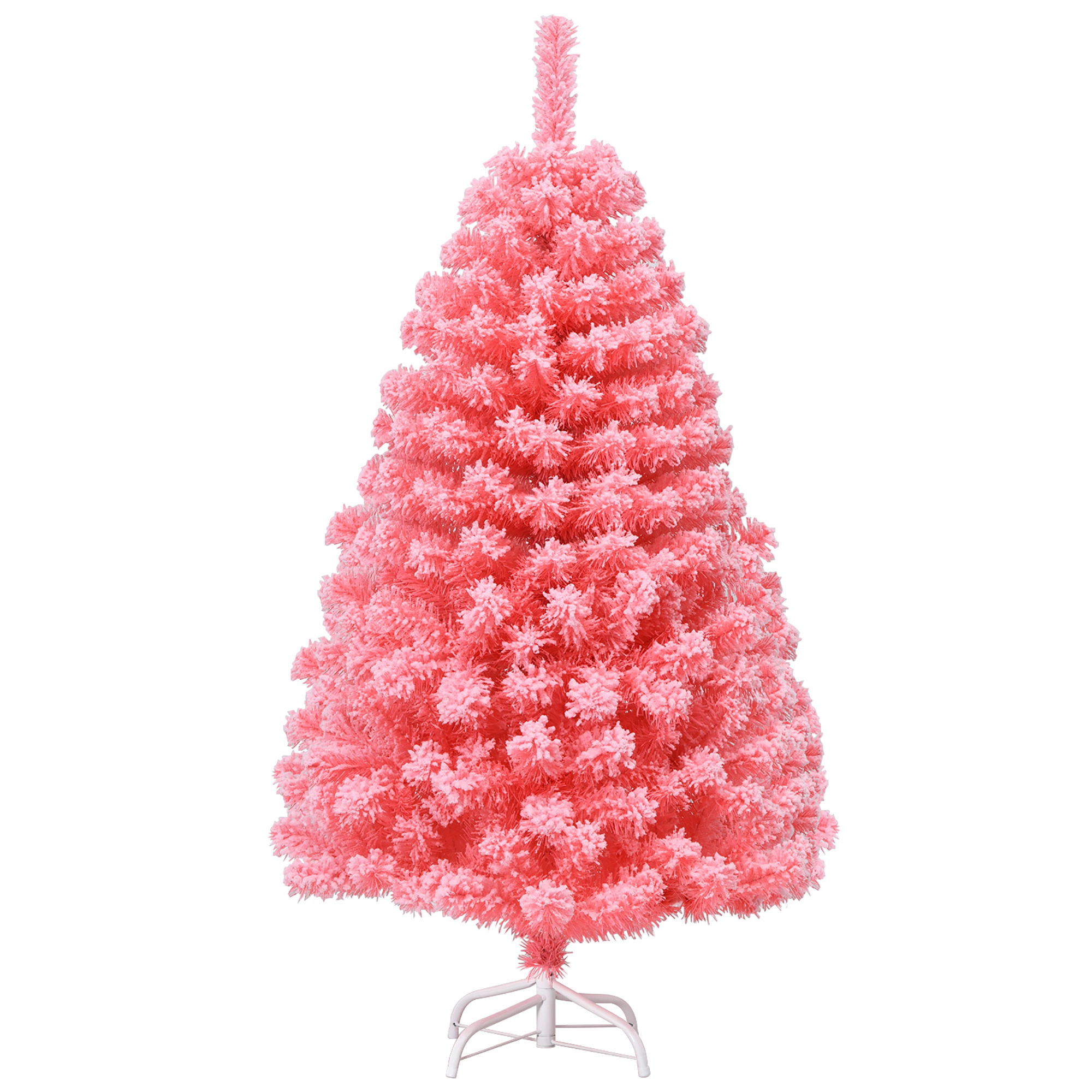 Costway 4.5/6.5/7.5ft Snow Flocked Hinged Artificial Christmas Tree w/ Metal Stand