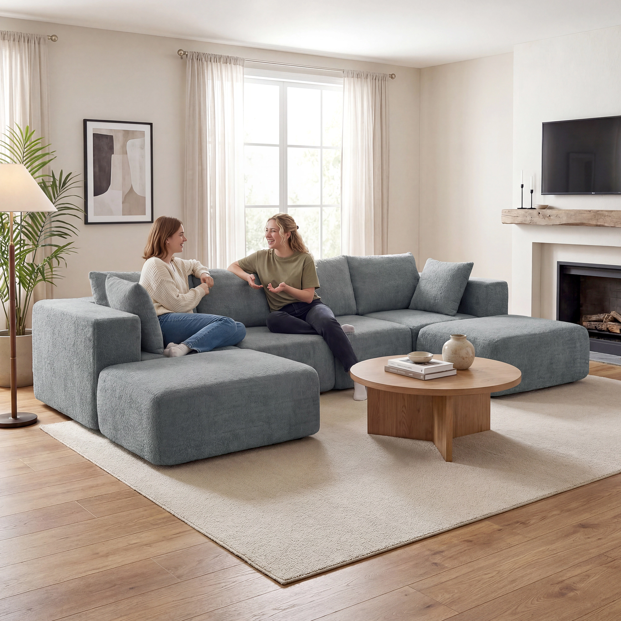 Hivvago Modular Sectional Couch With 2 Ottomans