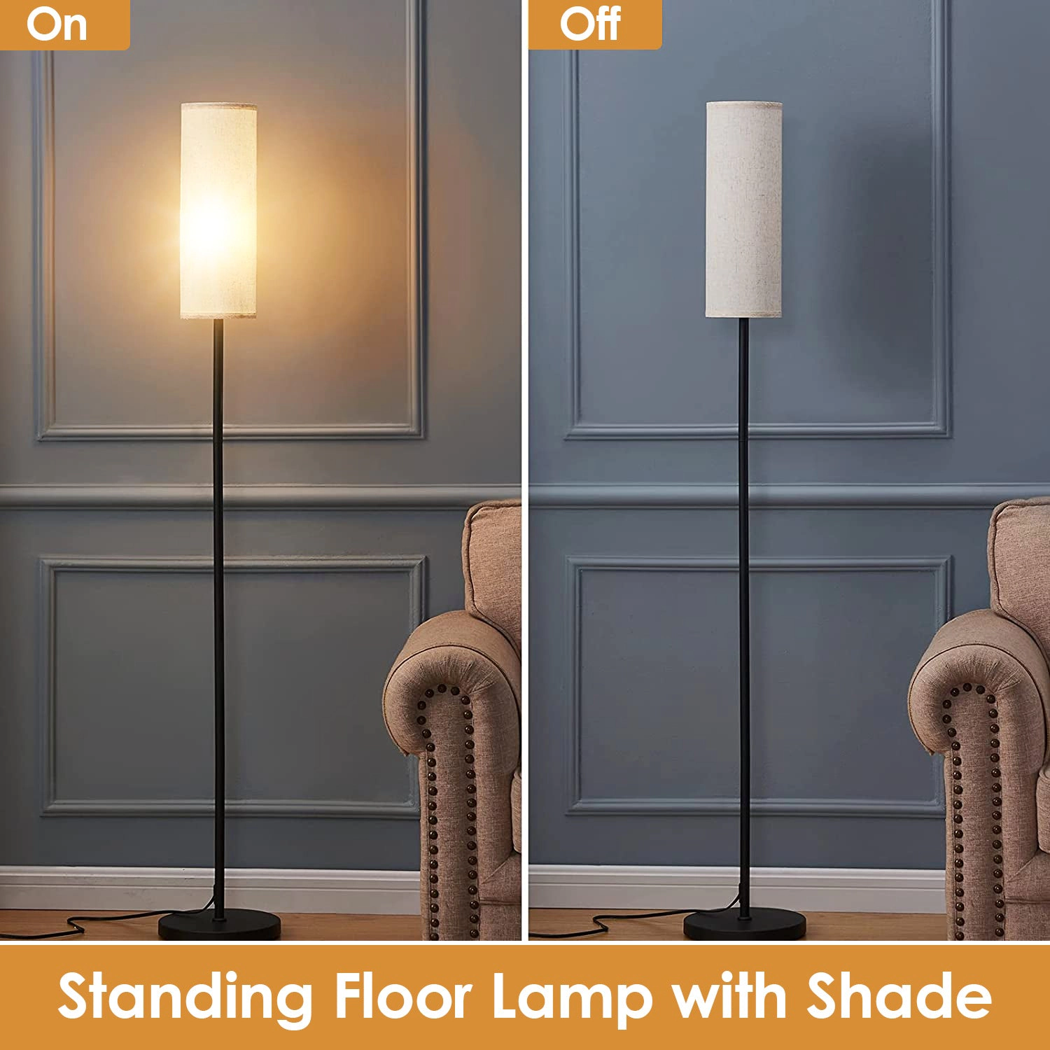 GBruno Fabric Shade Floor Lamp With Foot Switch