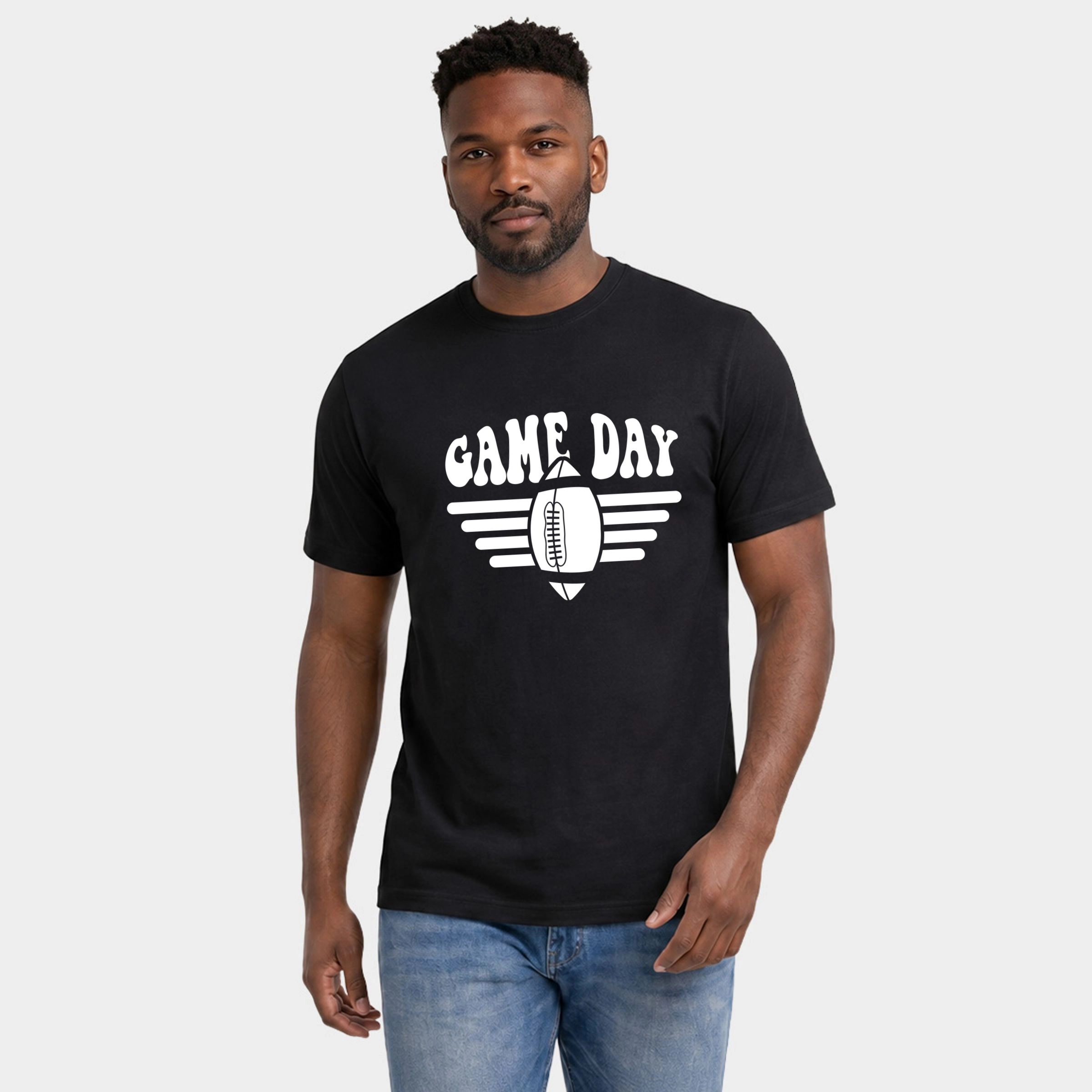 Simply Sage Market - Men's Garment Dyed Graphic T-Shirt Football Game Day Stripes