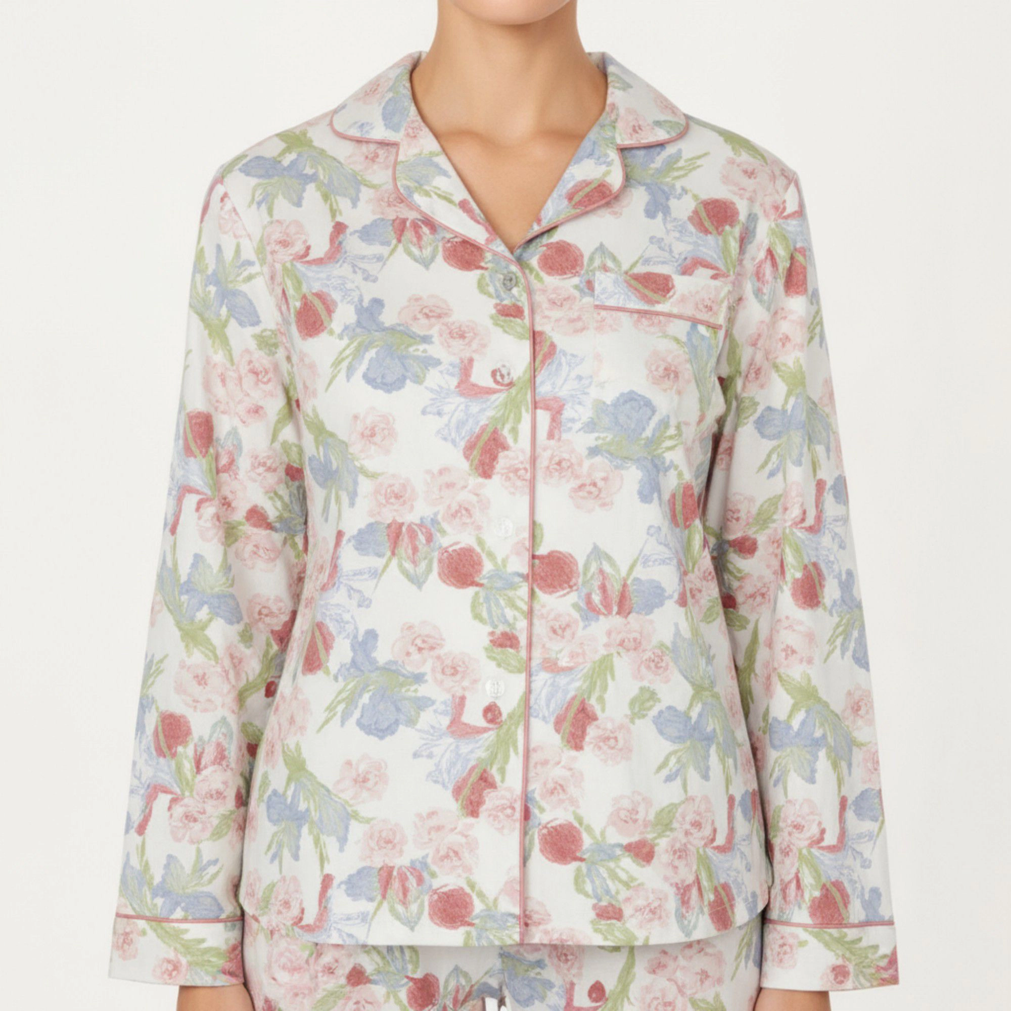 Anna-Kaci Women's 2-Piece Floral Print Button Up Long Sleeve Pajama Top and Matching Pants