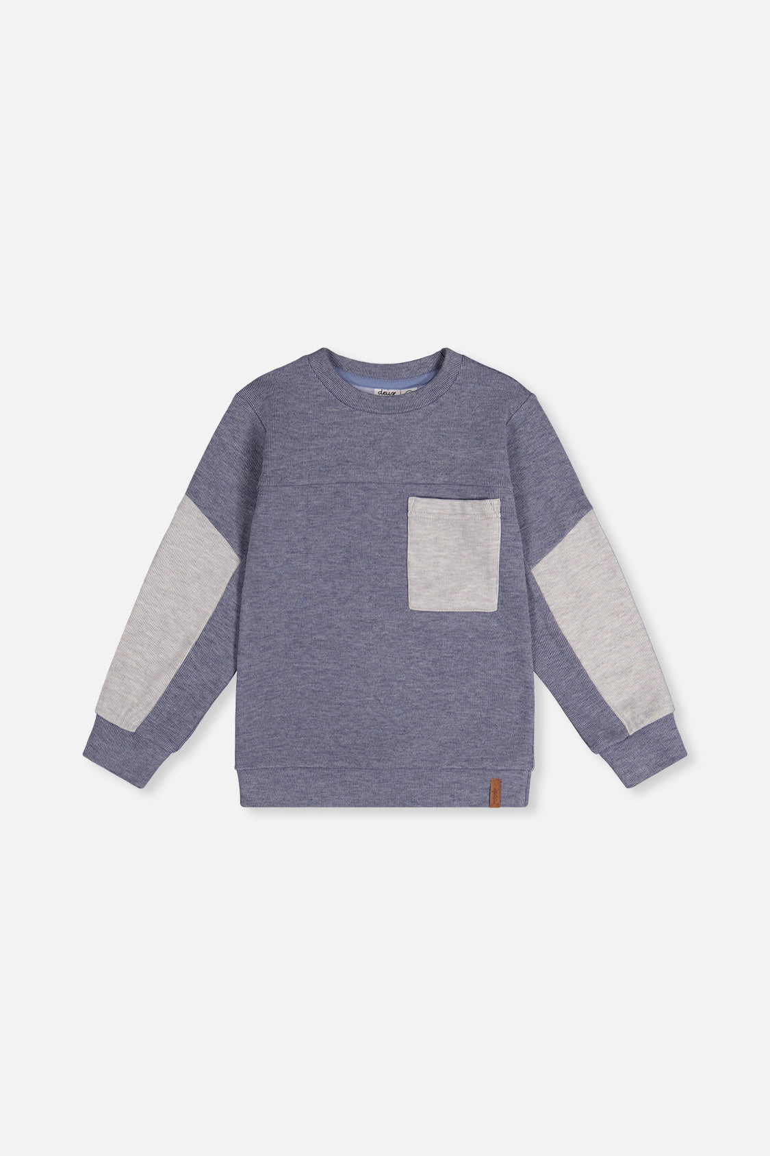 Deux par Boys Colorblock Brushed Jersey Crewneck Top with Chest Pocket