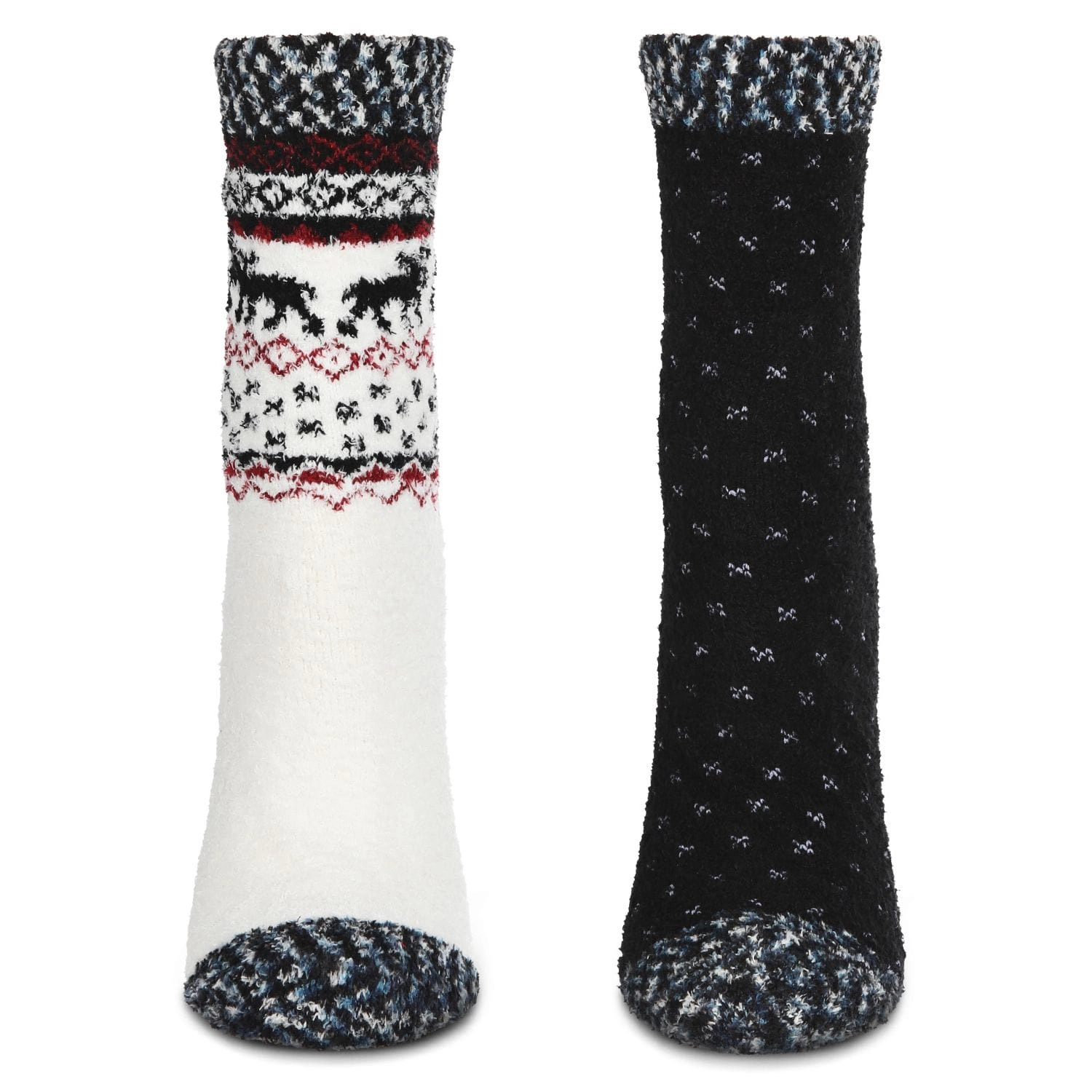 MeMoi Women's 2 Pair Pack Fairisle Border Cloud Soft Crew Socks