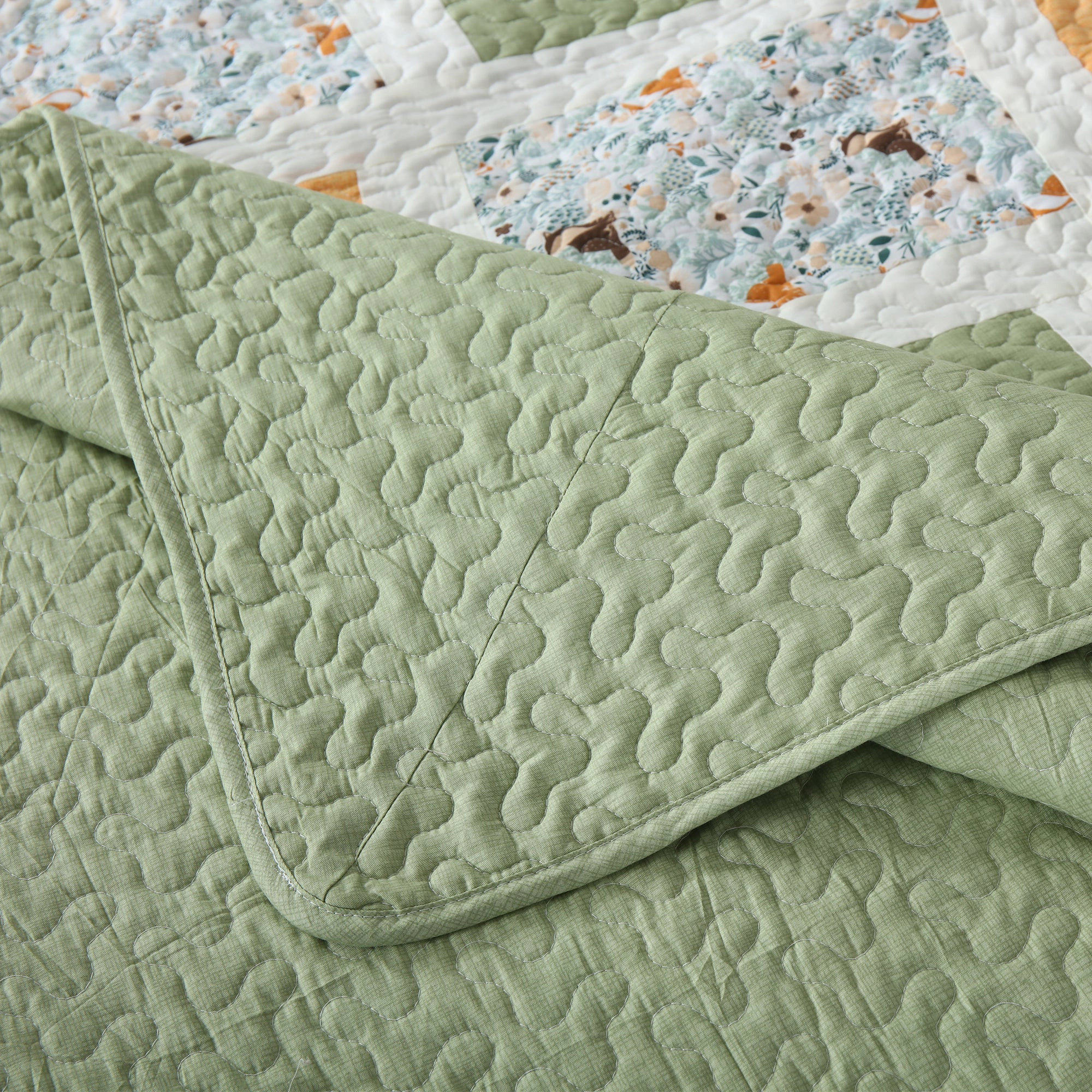 MarCielo 3 Piece Cotton Christmas Quilt Set, Farmhouse Bedspread Set