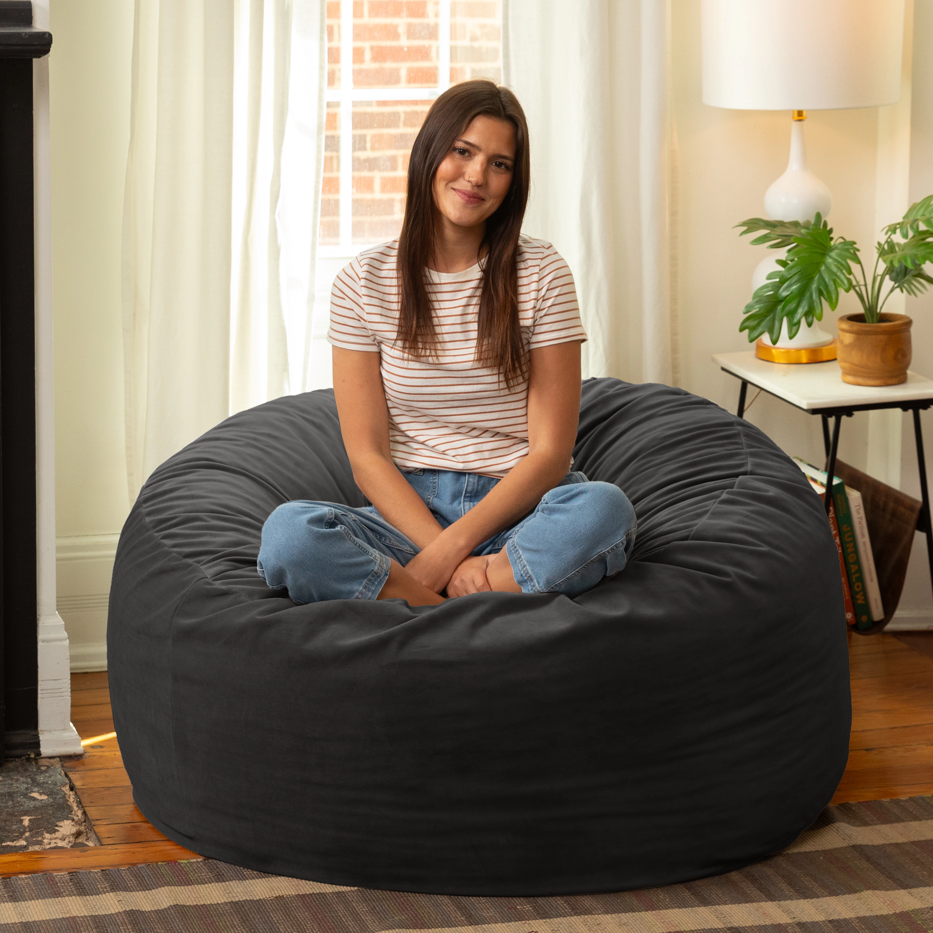 Jaxx 4 Foot Saxx - Large Round Bean Bag Chair for Adults