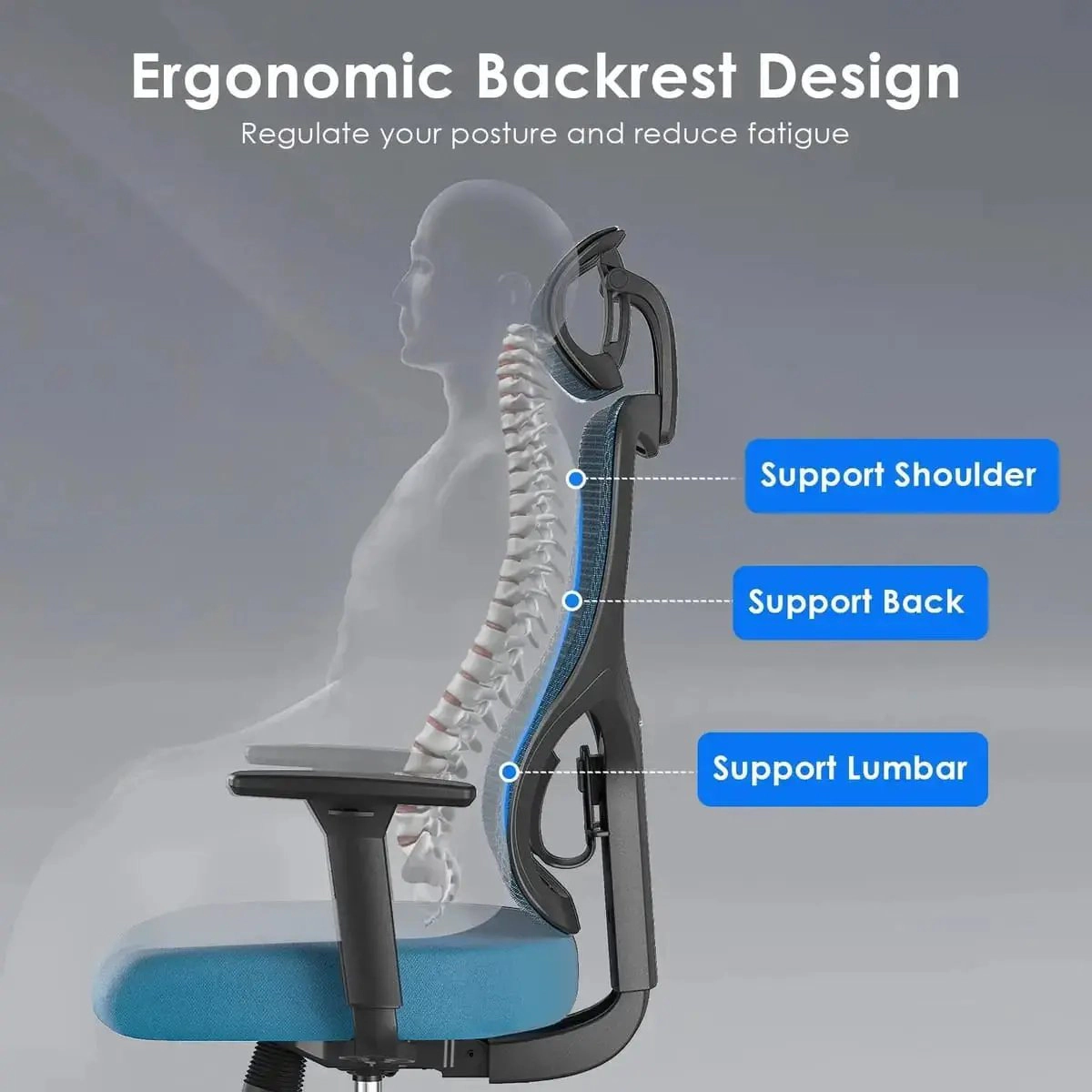 Platinum-Level Office Chairs Ergonomic Mesh Office Chair with Adjustable Lumbar Support and