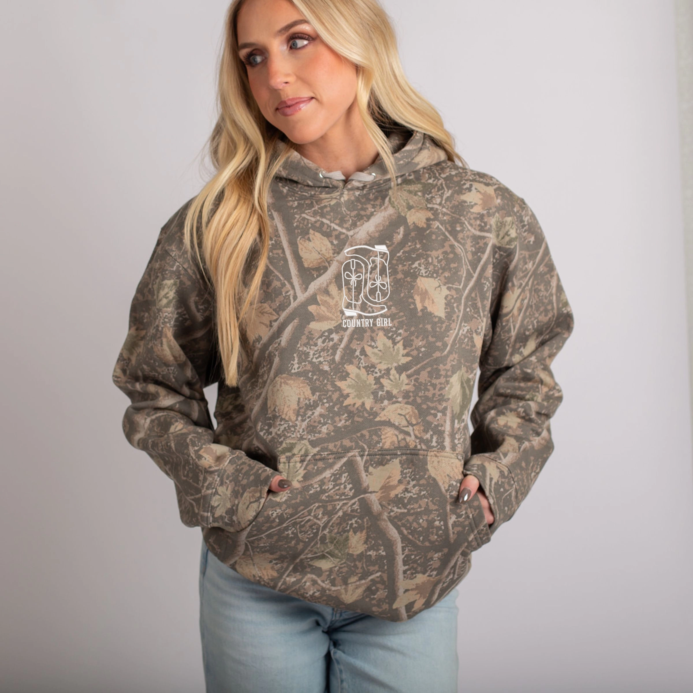 Simply Sage Market - Women's Camo Hoodie Embroidered Boots Country Girl