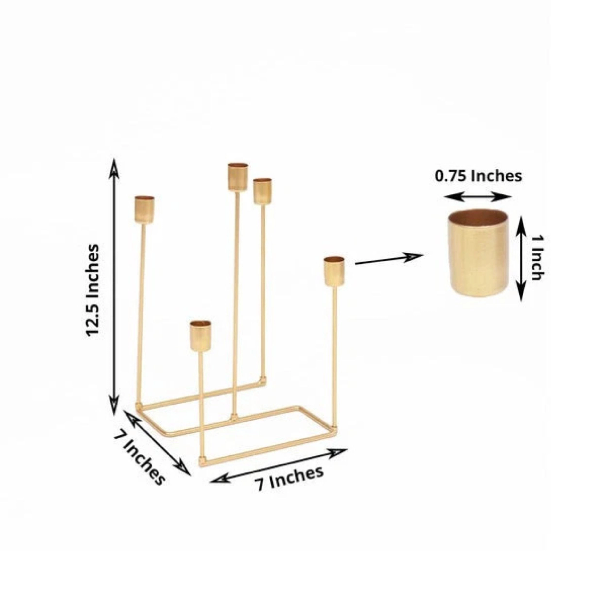 Home Collection 12-Inch 5-Arm Geometric Metal Candelabra