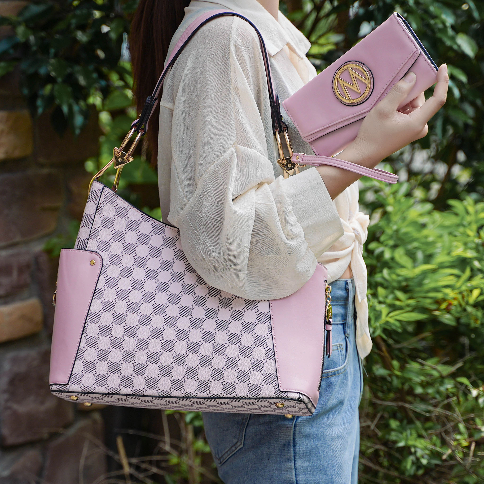 MKF Collection by Mia K. Penelope Circular Print Shoulder Handbag with Matching Wallet