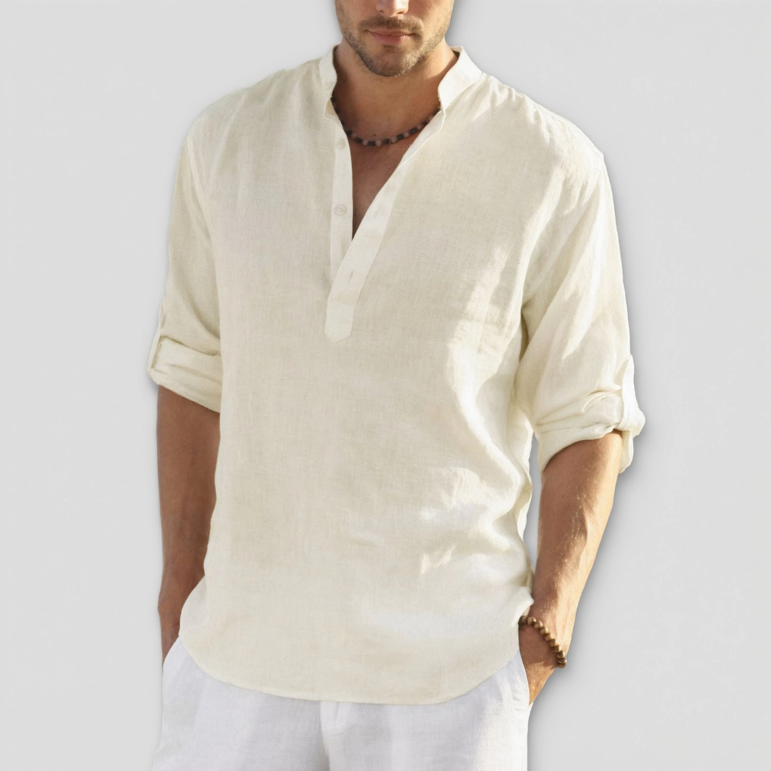 COOFANDY Mens Casual Long Sleeve Shirts Fall Henley V Neck Solid Curved Hem Tops