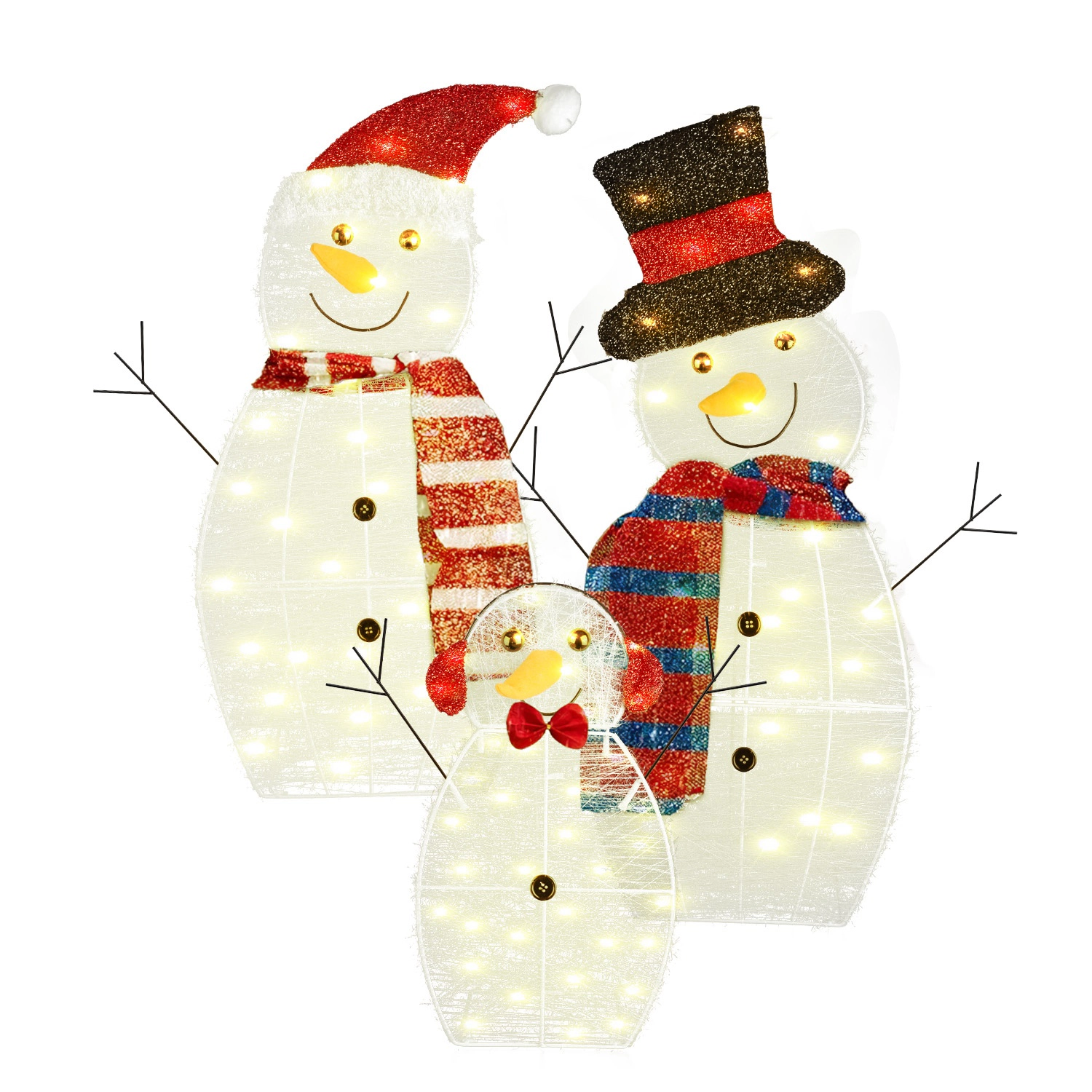 GBruno LED Lighted 3-Piece Snowman Family Yard Decor