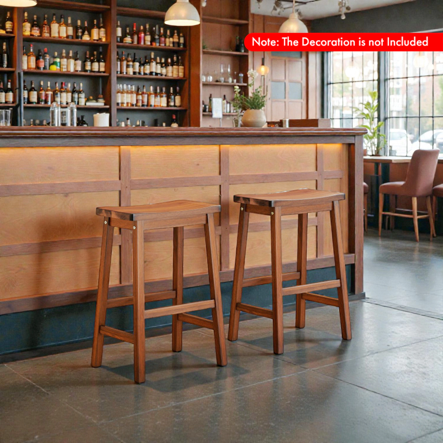 Hivvago Set of 2 Counter Height Saddle-Seat Stools with Curved Seats and Footrests