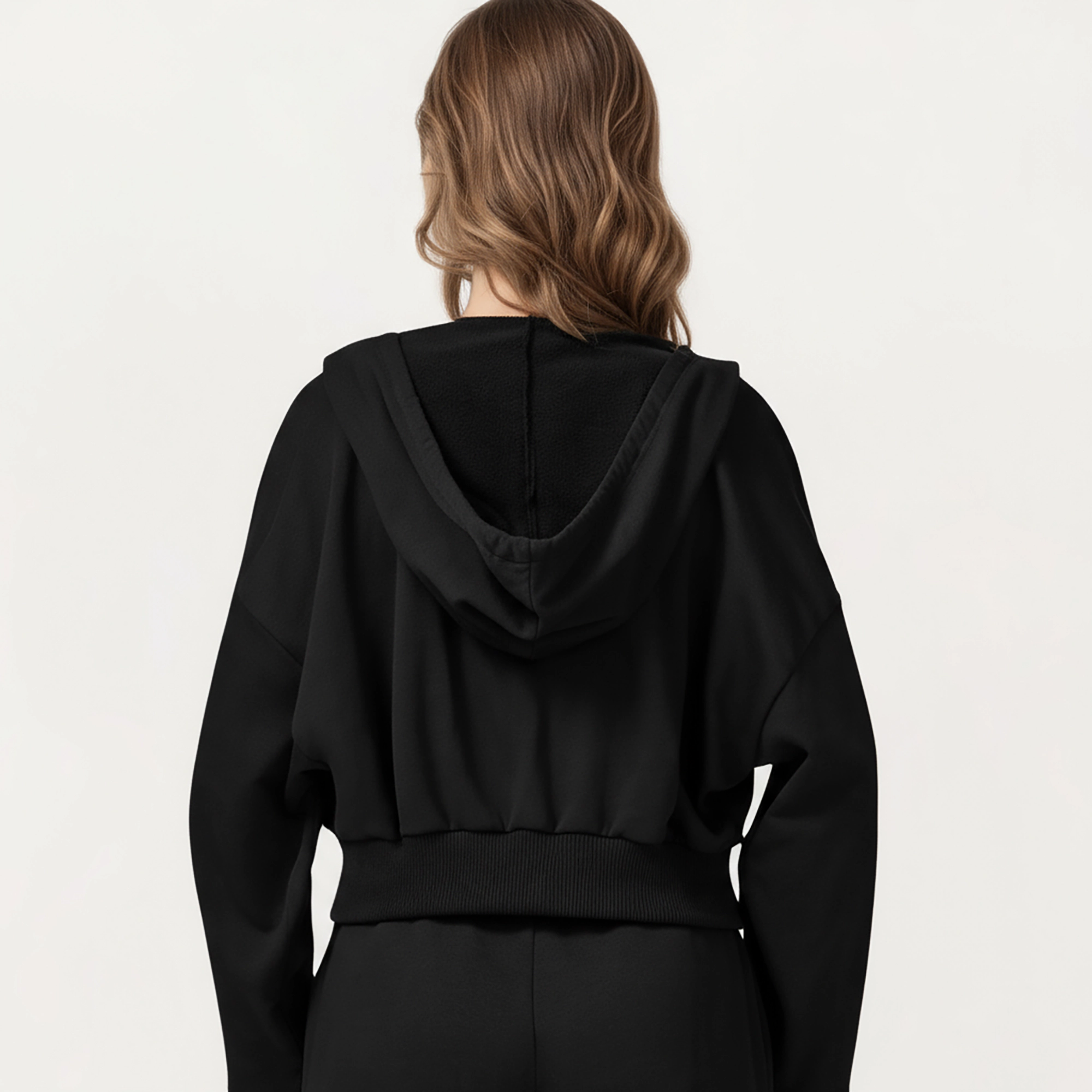 Anna-Kaci Women's Cropped Zip-Up Hoodie with Drawstring Hood and Long Sleeves