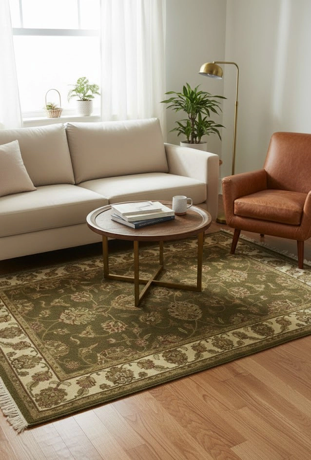 Magic Rugs Brown Floral 4X6 Traditional Indo-Kashan Oriental Rug