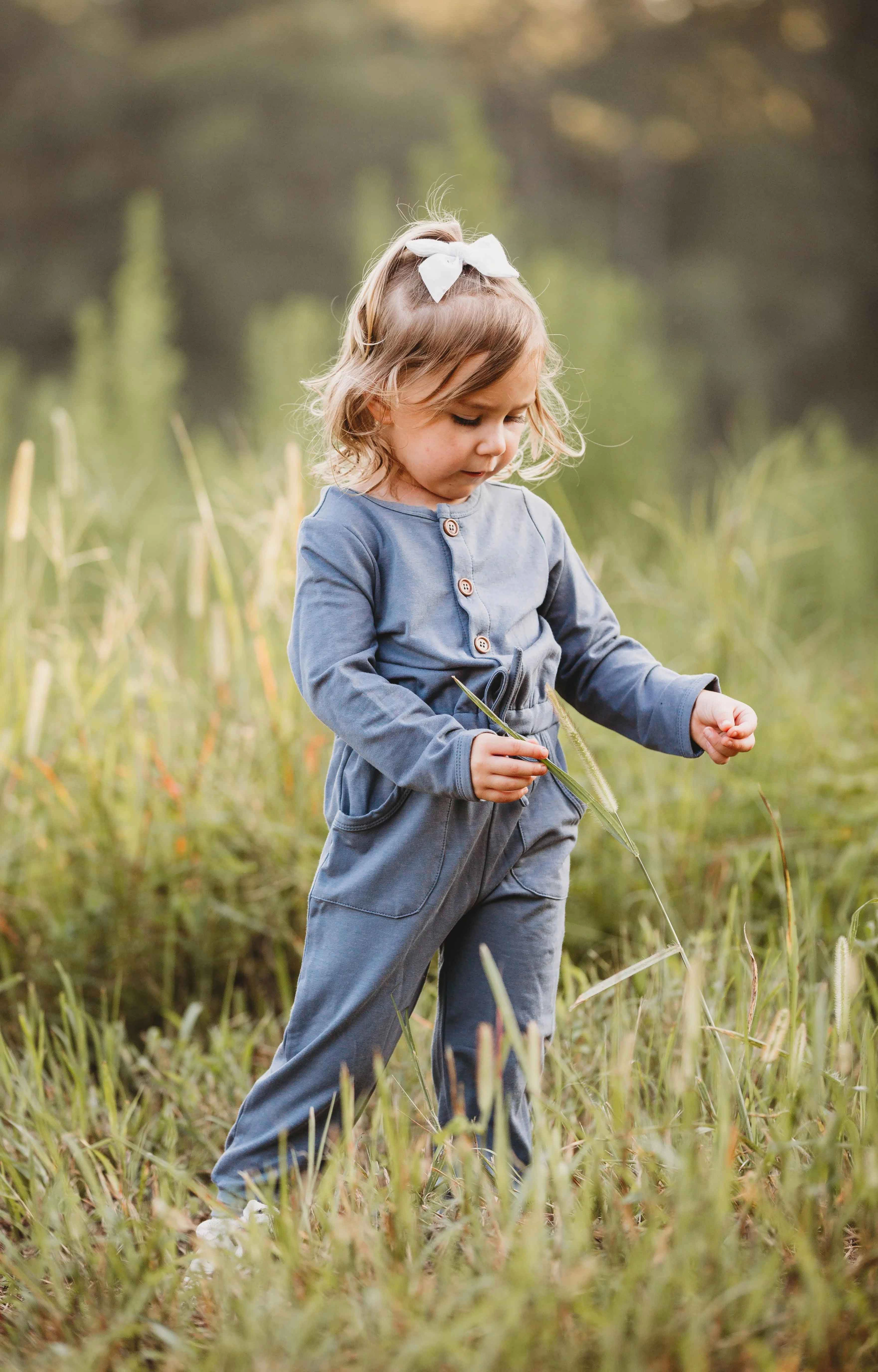 Mabel and Honey Into the Field Knit Jumpsuit - Girls Navy