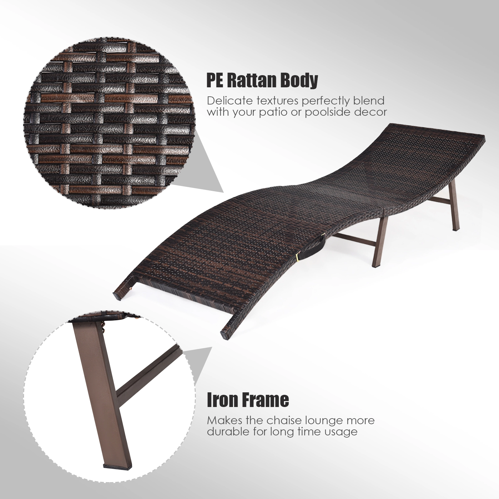 Hivvago 2Pcs Folding Patio Lounger Chair