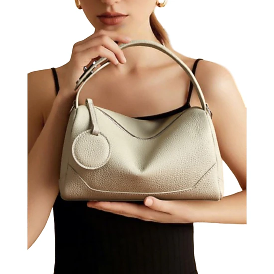 Alilang Women's Pebbled Leather Satchel Bag with Top Handle Adjustable Crossbody Strap and Zipper Closure