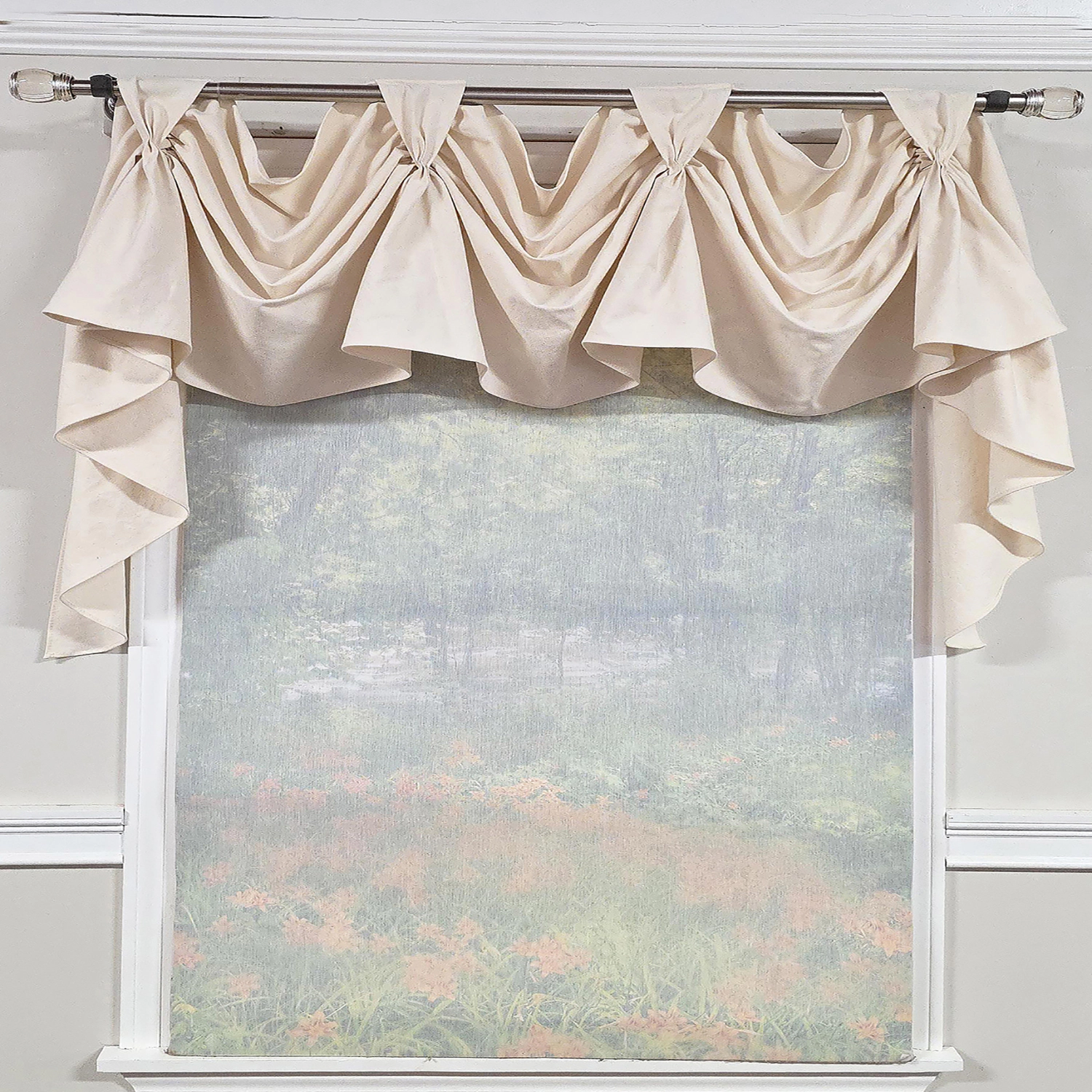 RLF Home Soft Duck 3-S Victory 100% Cotton Tab Top Swag Window Curtain 54" x 25" Natural