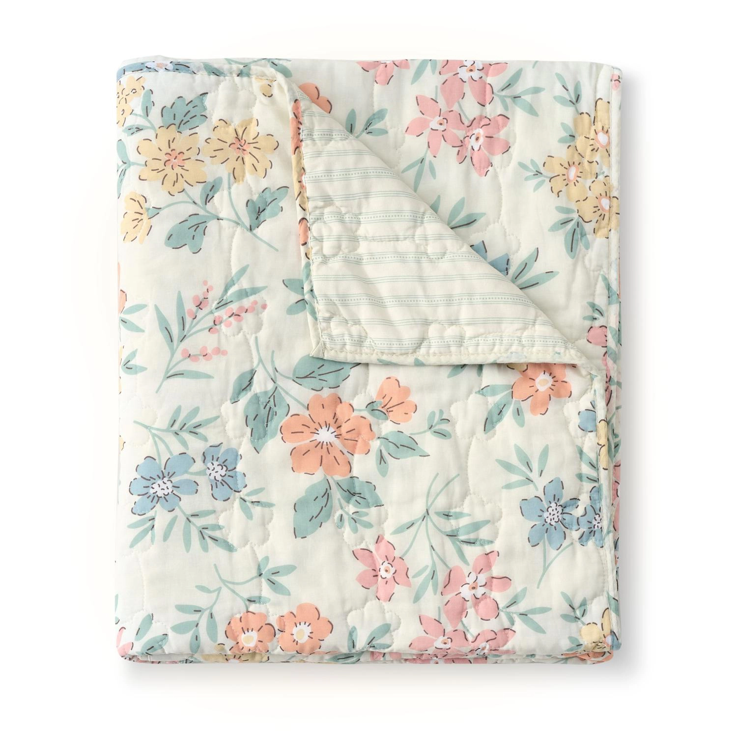 Greenland Home Fashions Chloe 100% Cotton Soft Delicate Floral Pattern Accessory Throw 50" x 60" Pastel
