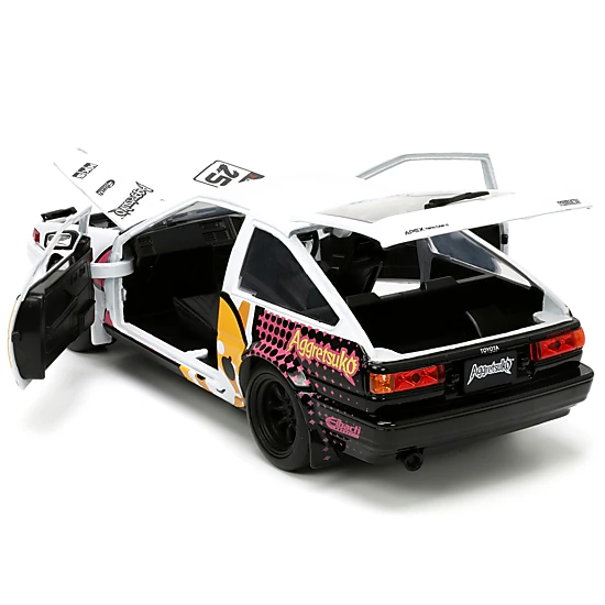Jada Collectible 1986 Toyota Trueno (Ae86) Rhd (Right Hand Drive) #25 White With Graphics And Aggretsuko Diecast Figure