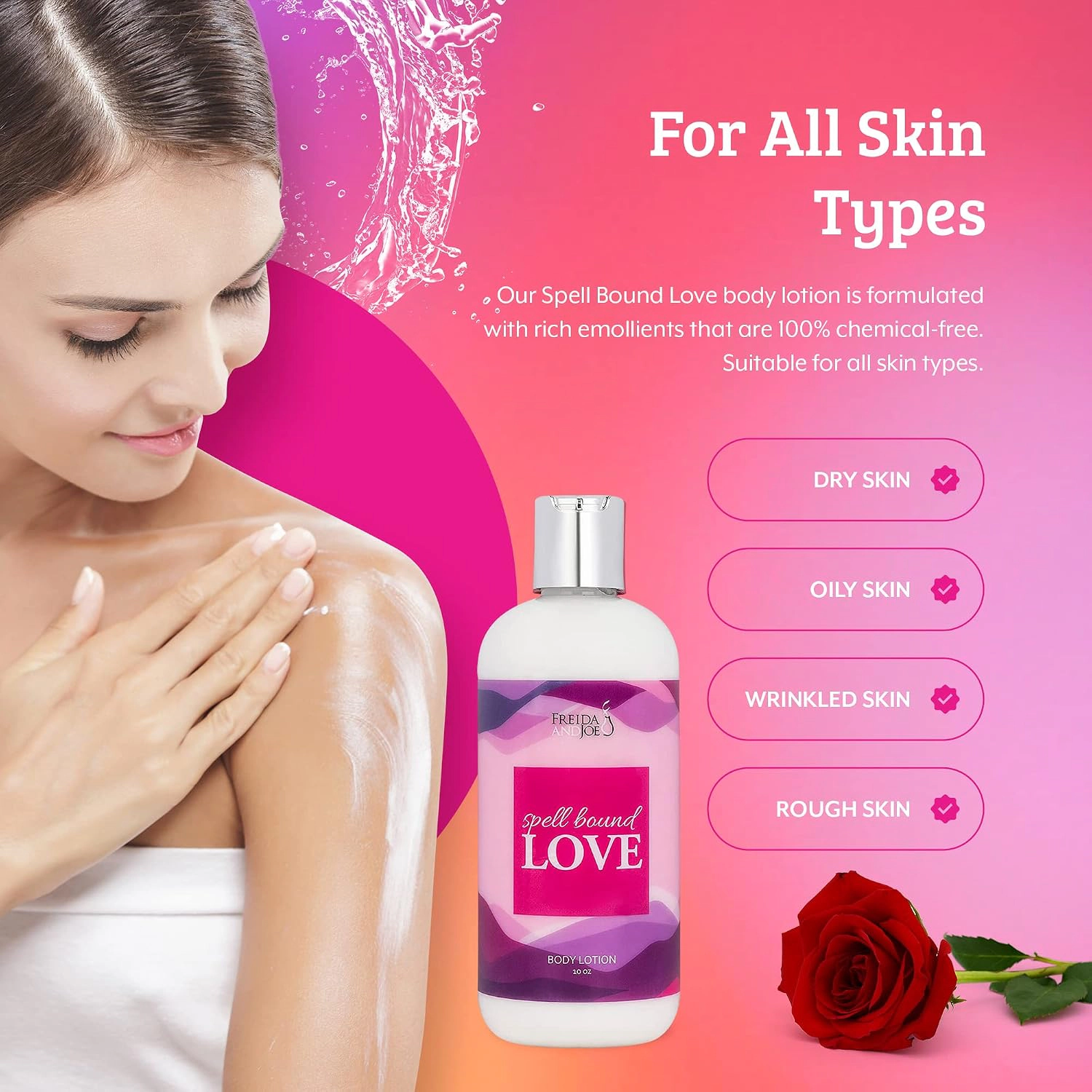 Freida and Joe Women 10oz Deep Moisturizing Fragrance Body Lotion & 8 oz. Fine Fragrance Body Mist Set Spell Bound Love