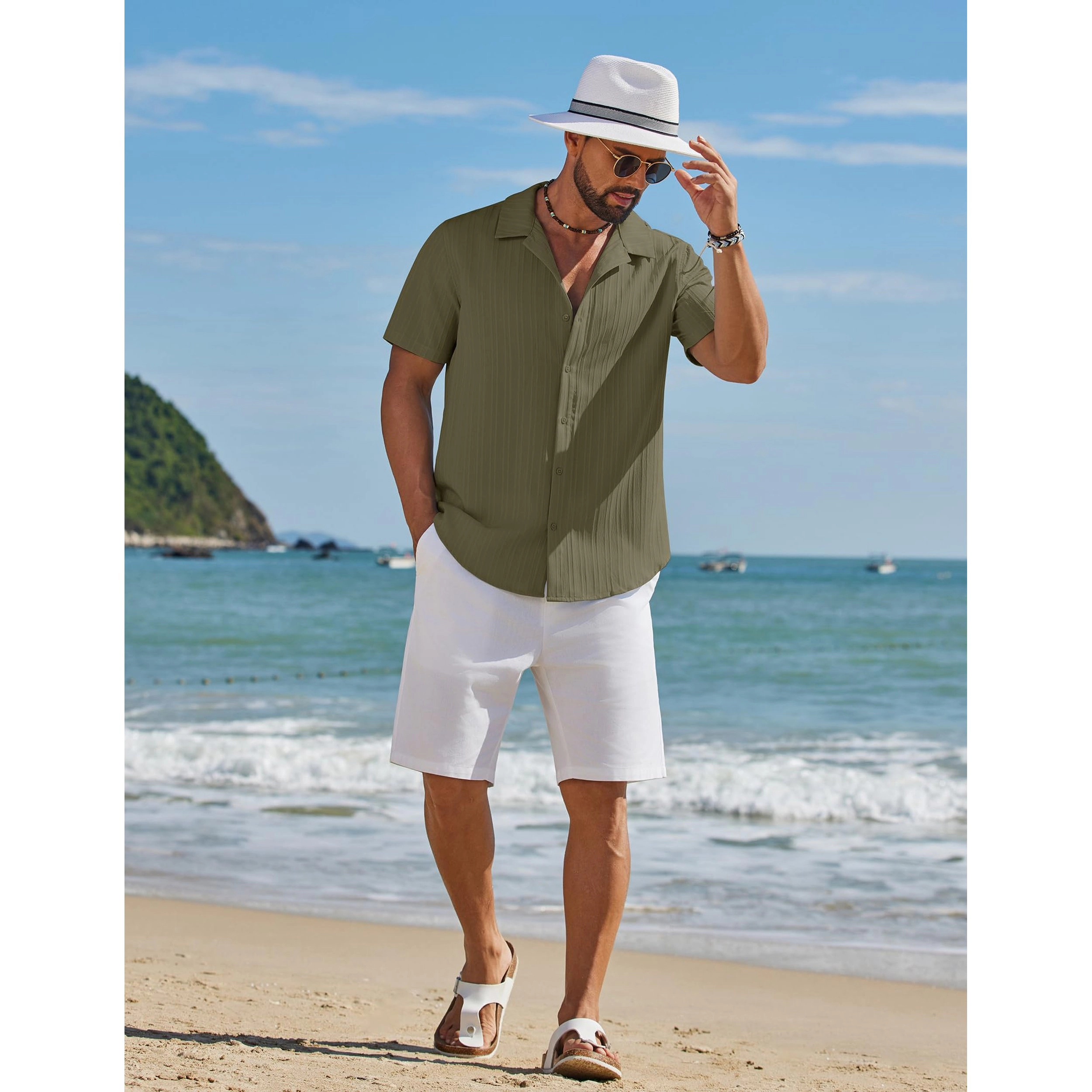 COOFANDY Men's Regular Fit Short Sleeve Camp Shirt