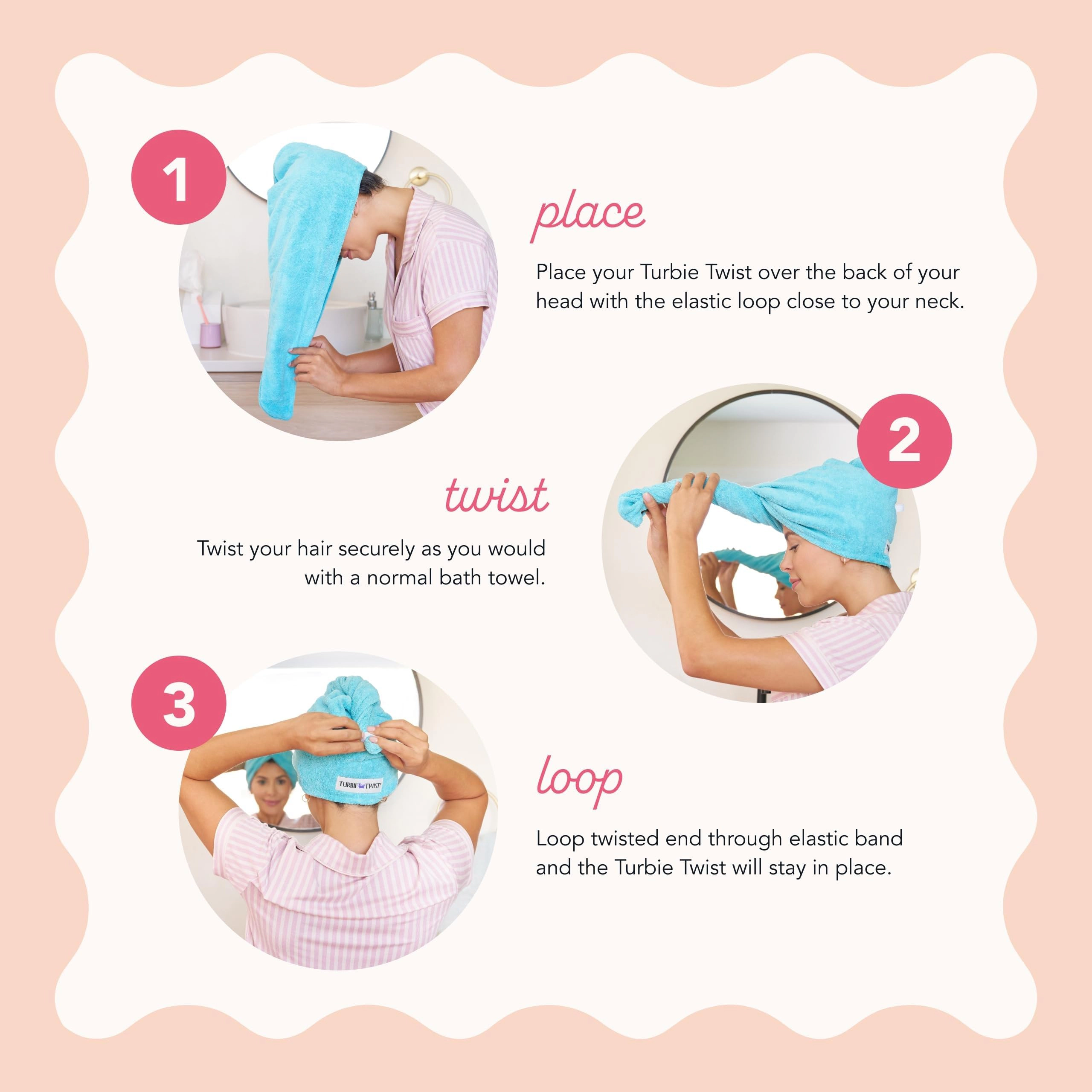 PIGFDK 2-pack Extra Longfiber Hair Towel For Beauty  Travel Gifting - Wrap Turban & Thick Personal Care Pink&mint