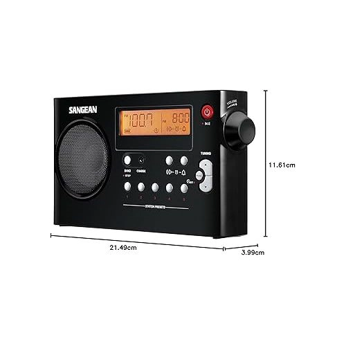 Sangean PR-D7 Portable AM/FM Radio with PLL Digital Tuning, Black