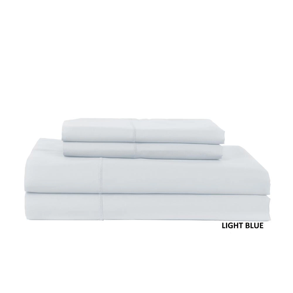 Hotel Concepts 500 Thread Count Sateen Sheet - 4 Piece Set - King, Lite Blue