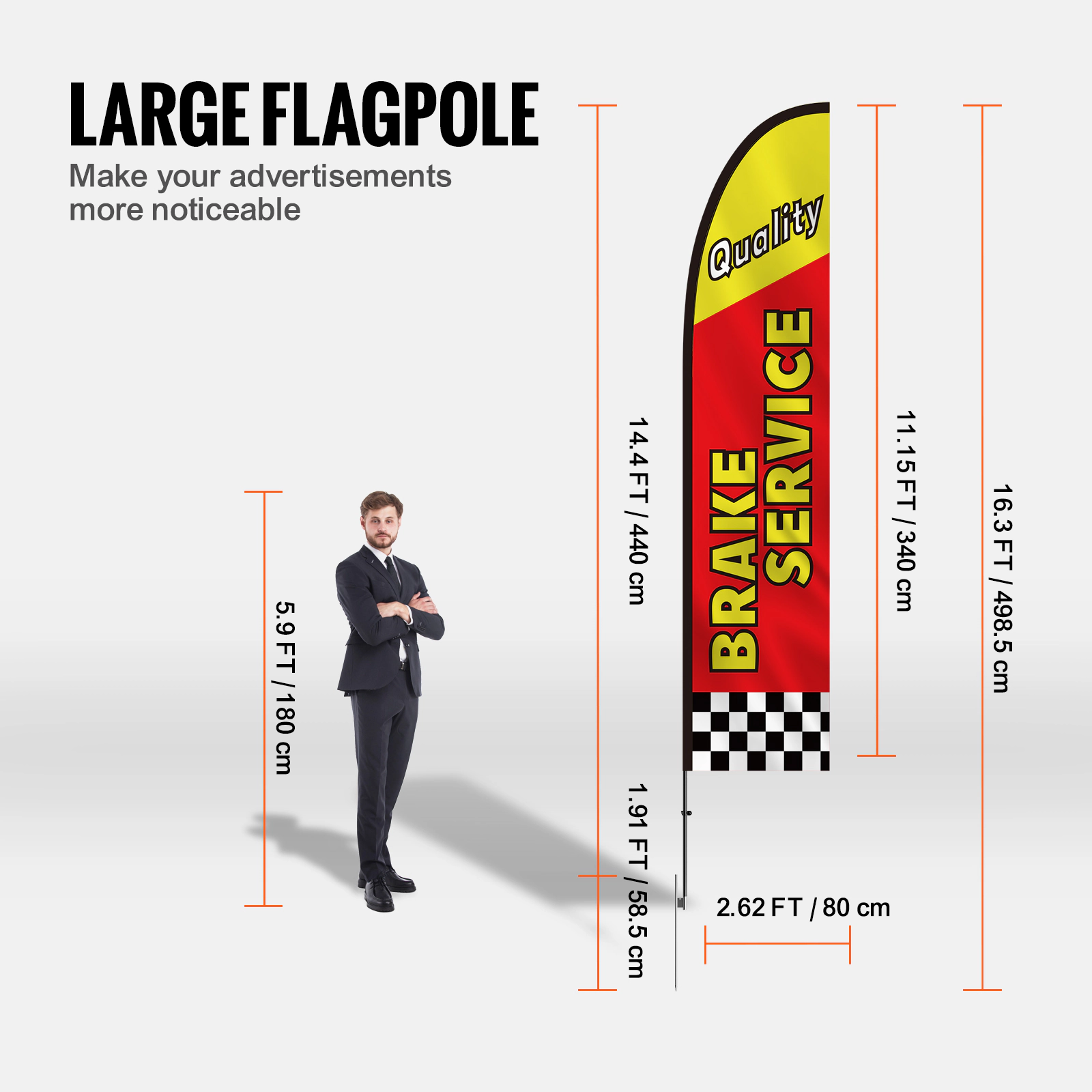 HONGGE Feather Flag Pole Kit Swooper Flag Pole Sign Flag Poles for Business Advertising Flags Outdoor with Ground