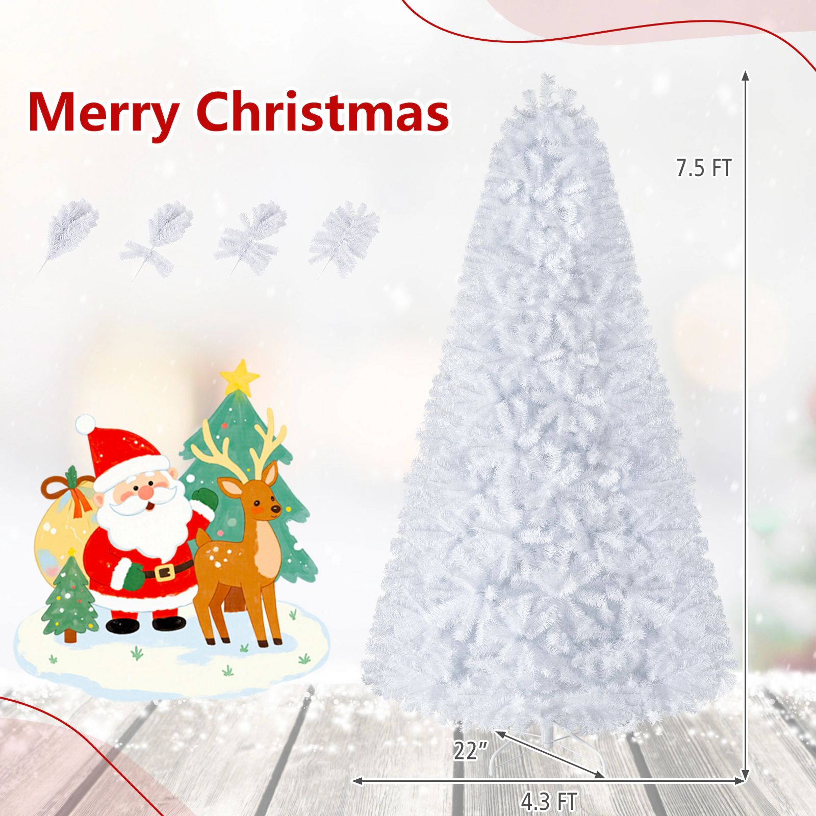 Costway 6/7.5/9Ft Hinged Christmas Tree Pine Tree 1346 Tips Metal