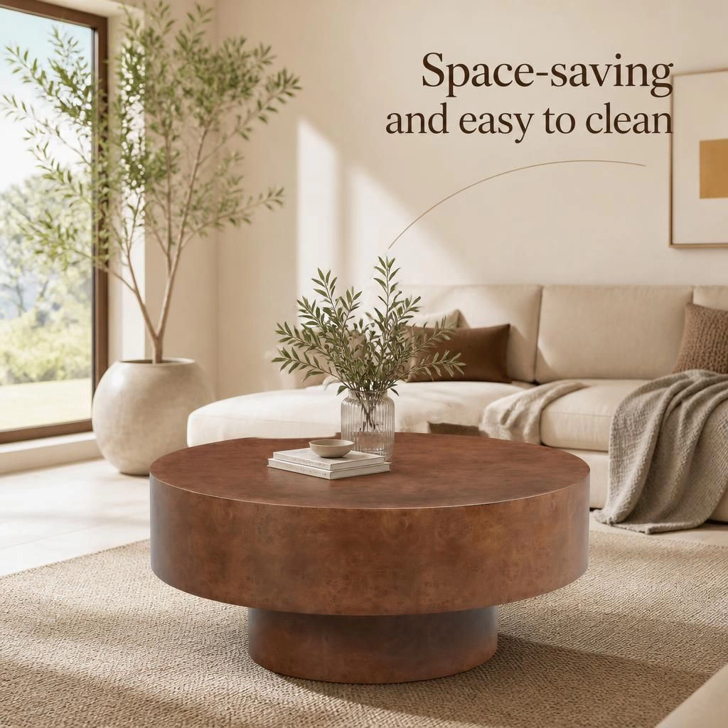 GOODSILO Round Low Profile Solid Top Accent Coffee Table