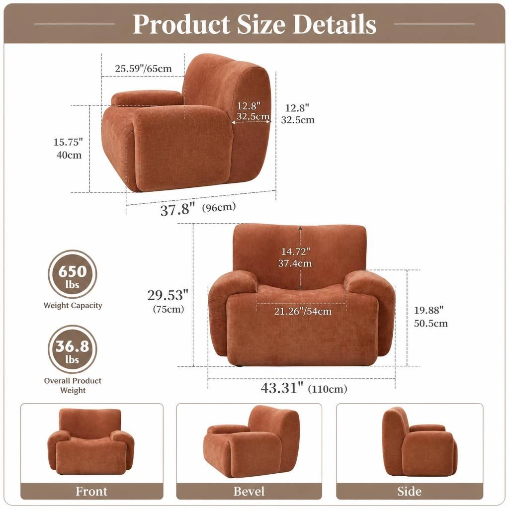 GOODSILO Soft Upholstered Accent Floor Seating Chair
