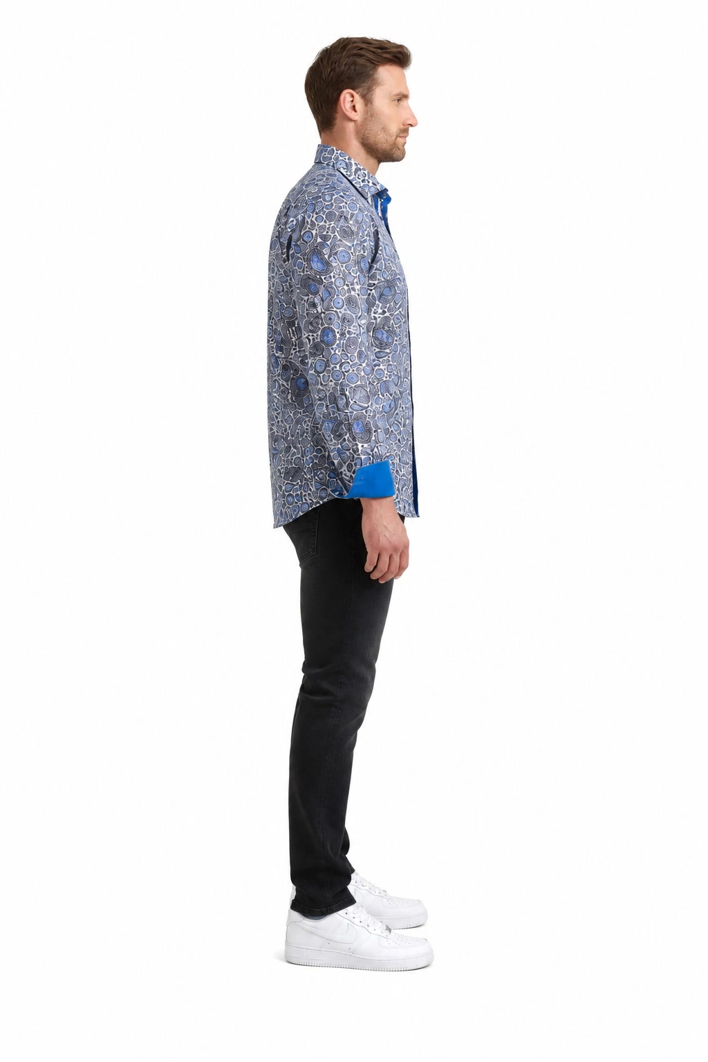 Elie Balleh Slim Fit Mens Modern Paisley Print Button-Down Shirt