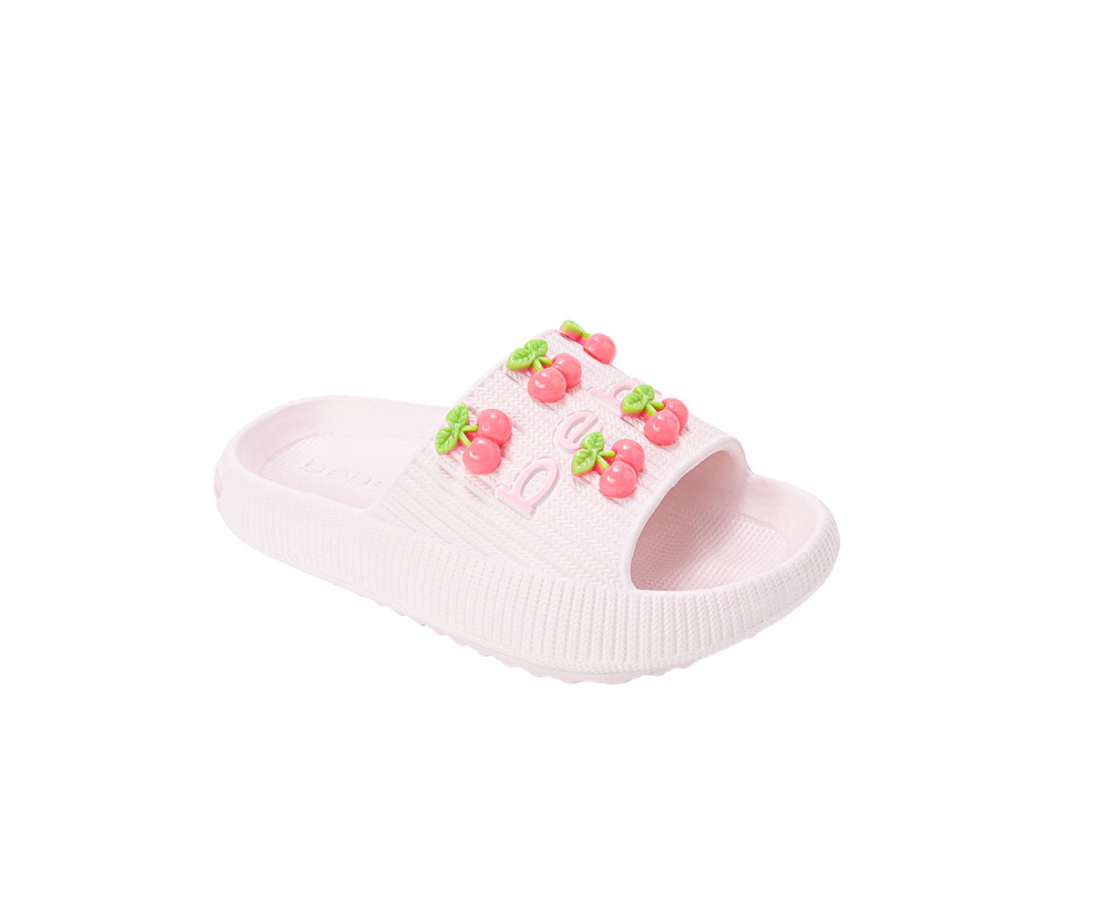 bebe Girl's EVA Slide - Lightweight Comfy Sandals with Cherry Charms