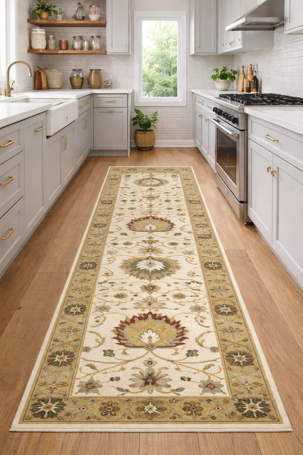 Magic Rugs Cream Floral Osh Chobi 2'5X8 Peshawar Oriental Runner Rug