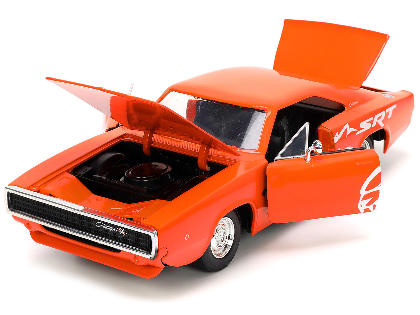 Jada 1968 Dodge Charger R/T Srt Orange With White Stripes And Graphics "Bigtime Muscle" Series 1/24 Diecast