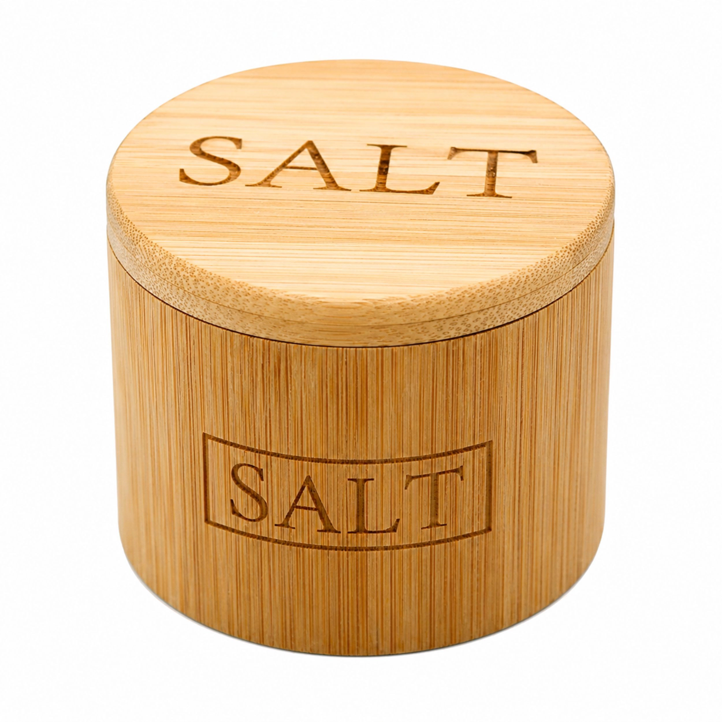 Home Collection Natural Bamboo Salt Cellar Box with Magnetic Swivel Lid