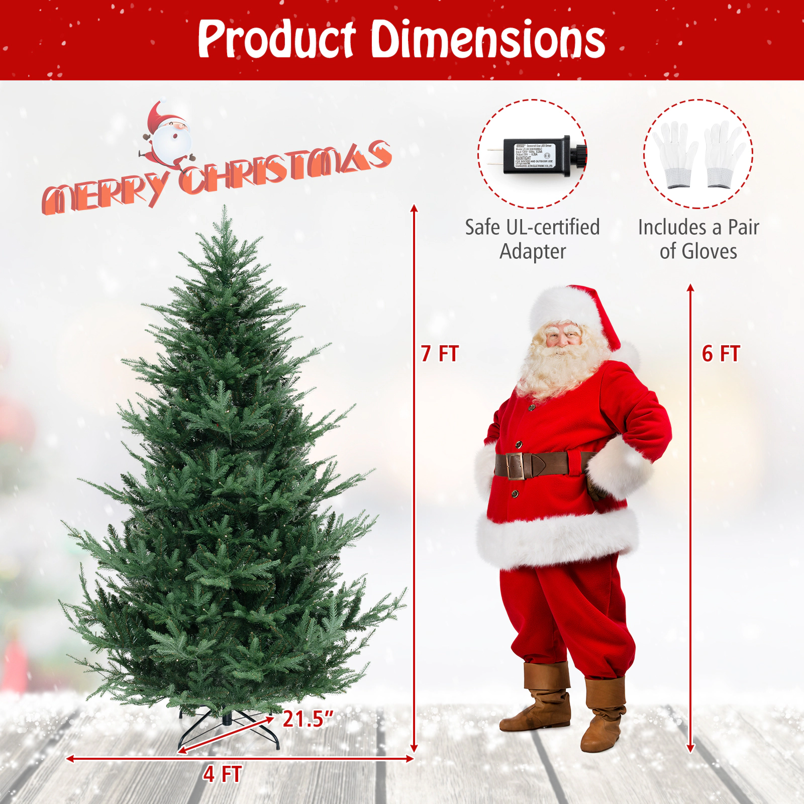 SlickBlue Artificial Christmas Tree with 8 Lighting Modes and LEDs