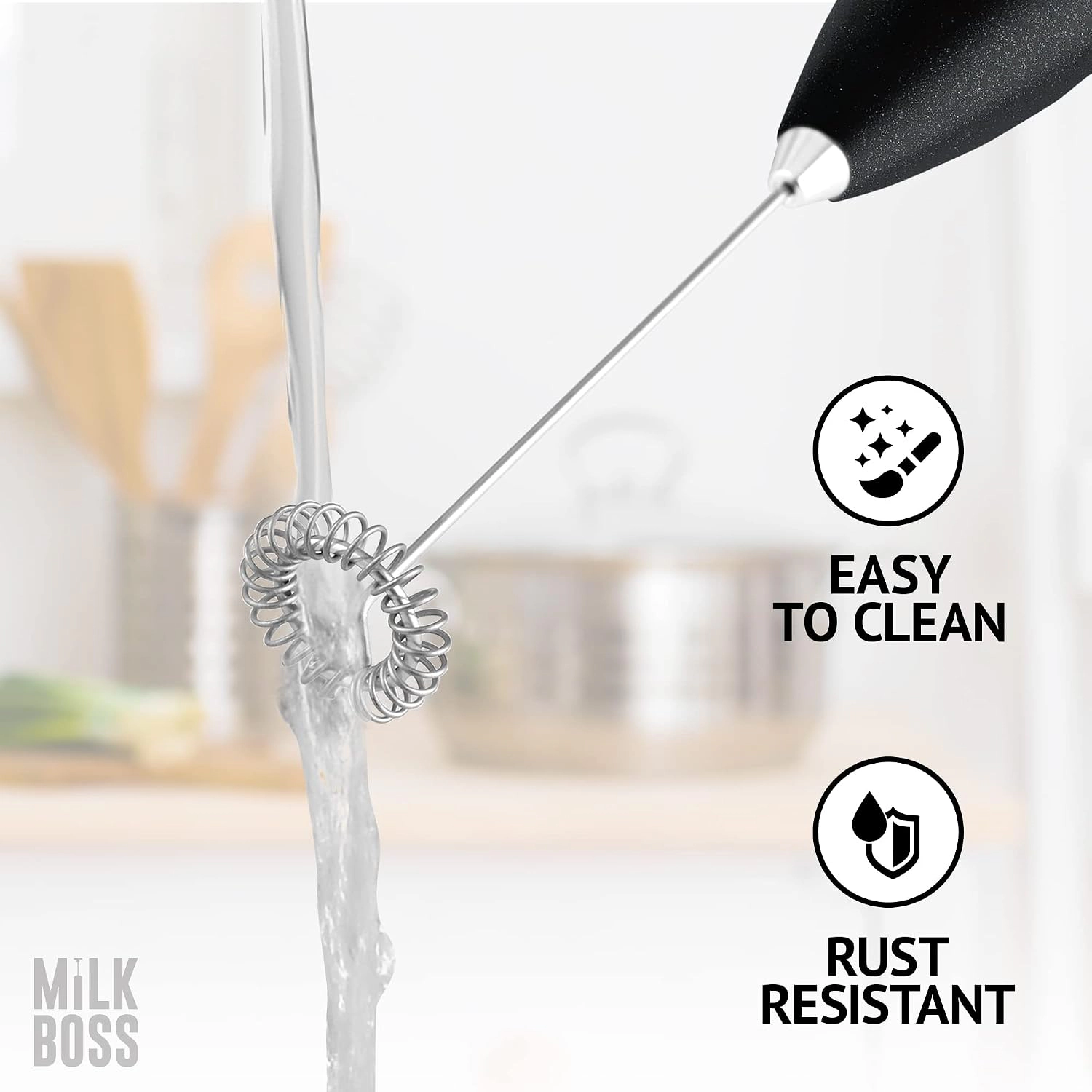 Zulay Kitchen Milk Boss Matcha Whisk - Handheld Electric Stirrer Frother Wand & Drink Mixer